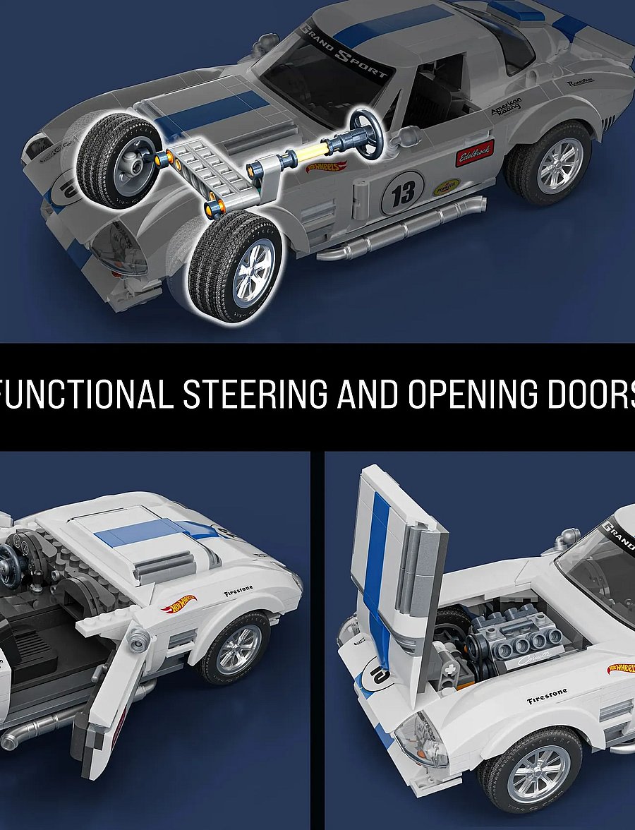 Mattel Brick Shop - Brick Shop Hot Wheels Corvette Grand Sport Building Toy Kit (918 Pieces), for Collectors - spielzeugautos - multi color - 0