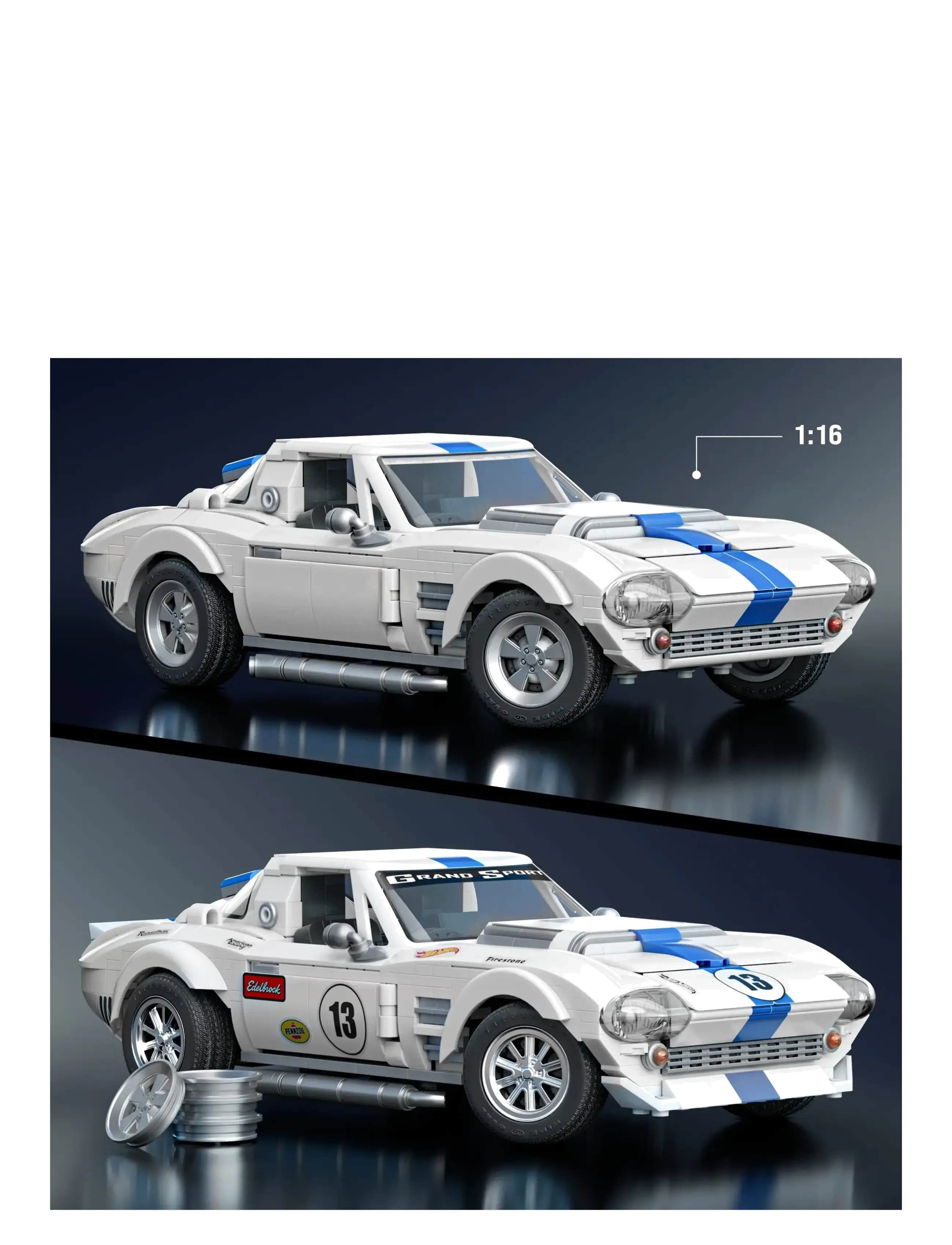 Mattel Brick Shop - Brick Shop Hot Wheels Corvette Grand Sport Building Toy Kit (918 Pieces), for Collectors - spielzeugautos - multi color - 3