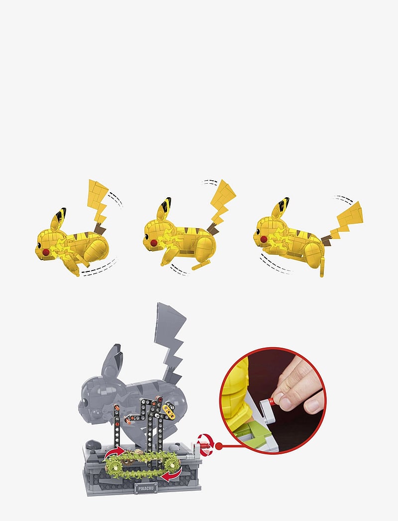 MEGA Pokémon - Pokémon Motion Pikachu Building Brick Set with Mechanized Motion (1095 Pieces) - ehituskomplektid - multi color - 4