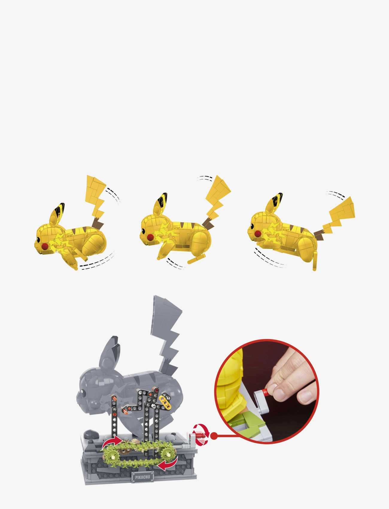 MEGA Pokémon - Pokémon Motion Pikachu Building Brick Set with Mechanized Motion (1095 Pieces) - byggesæt - multi color - 3