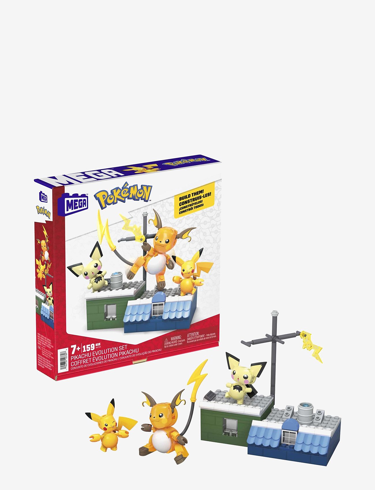 MEGA Pokémon - Pokémon Building Toy Kit Pikachu Set with 3 Action Figures (159 Pieces) for Kids - byggsatser - multi color - 0