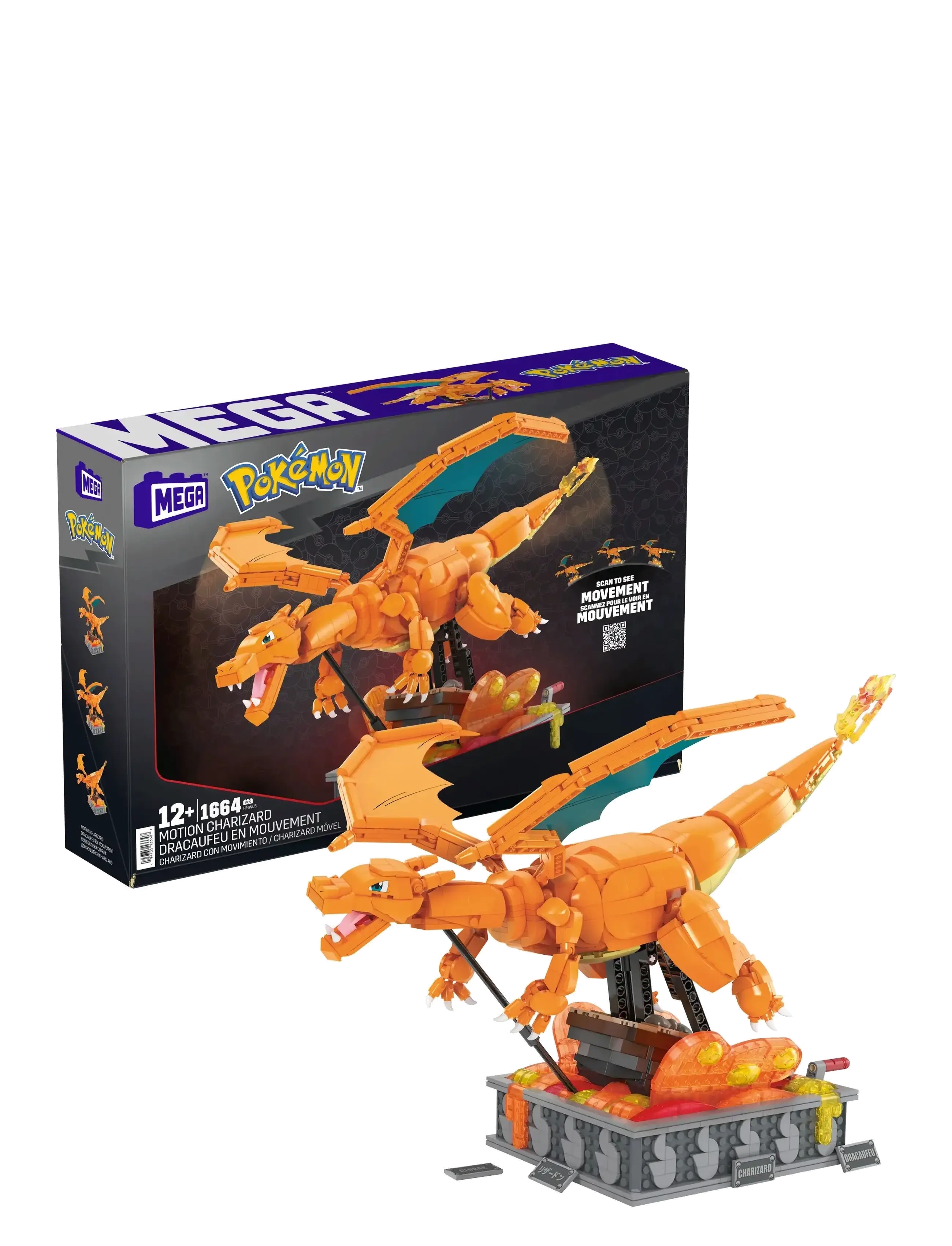 Pokémon Charizard Building Kit with Motion (1664 Pieces) for Collectors - MULTICOLOR