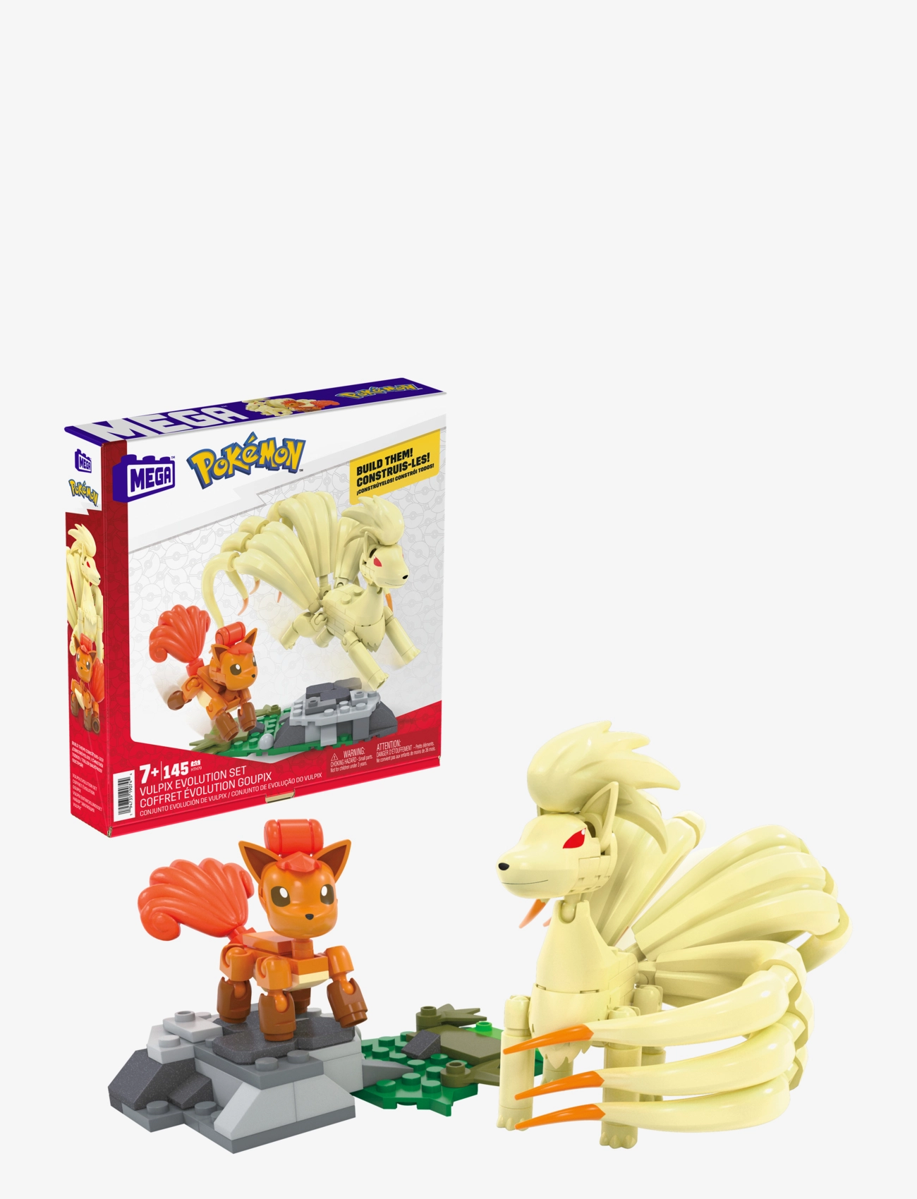 MEGA Pokémon Vulpix Evolution Set (145 Pieces) With 2 Poseable Action Figures For Kids, One Size, Building Sets & Blocks, Mehrfarbig/gemustert - Sets,