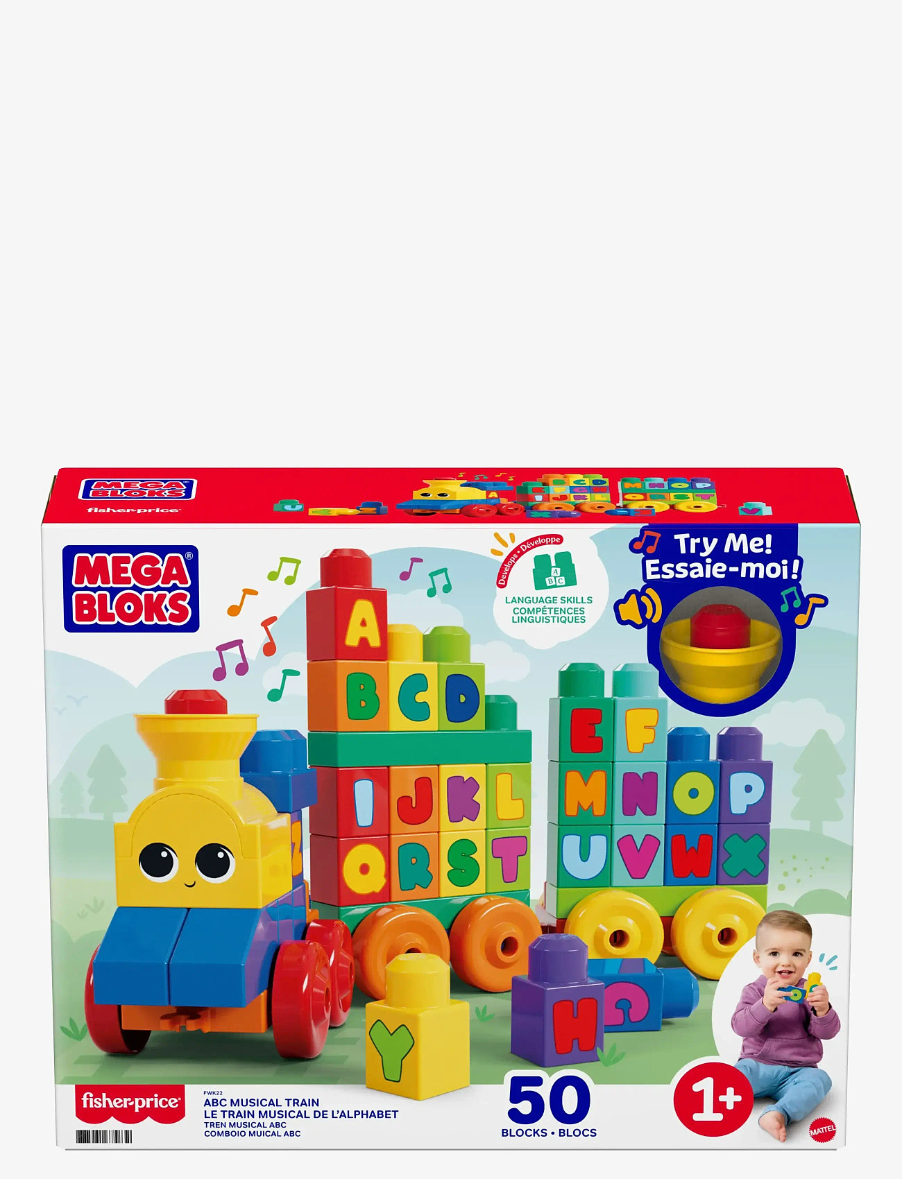Mega - BLOKS First Builders ABC Musical Train Toy Building Blocks with Music (50 Pieces) for Toddler - byggeklodser - multi color - 4