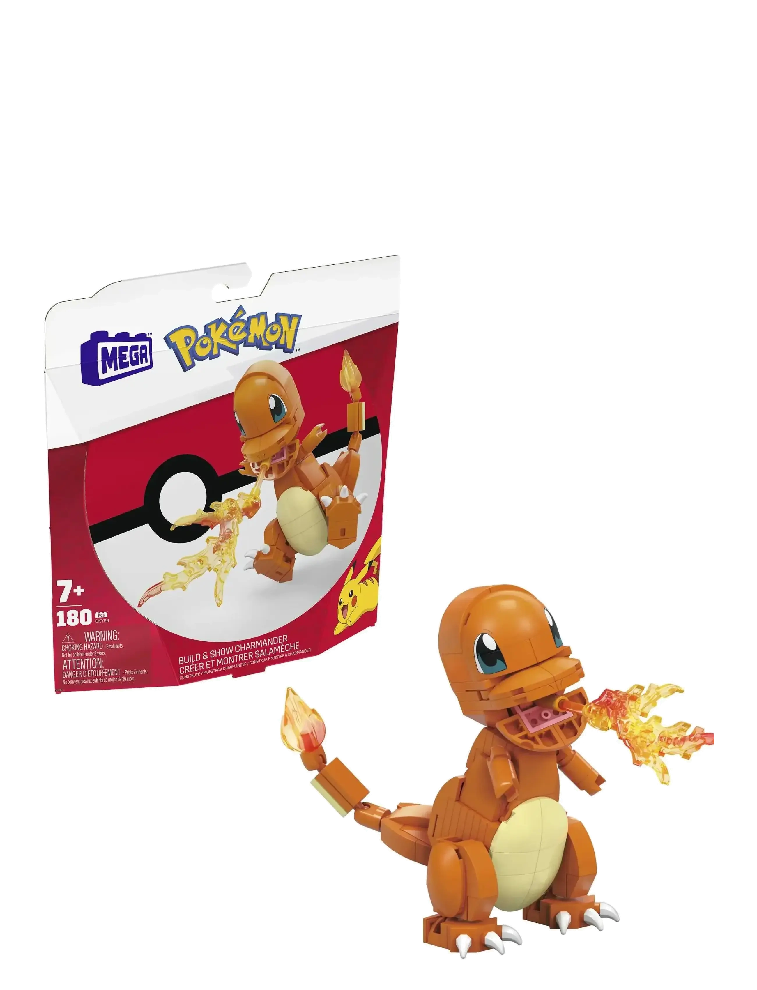 MEGA Pokémon Build & Show Charmander Toy Building Set, 4 Inches Tall, Patterned - One Size - Kinder