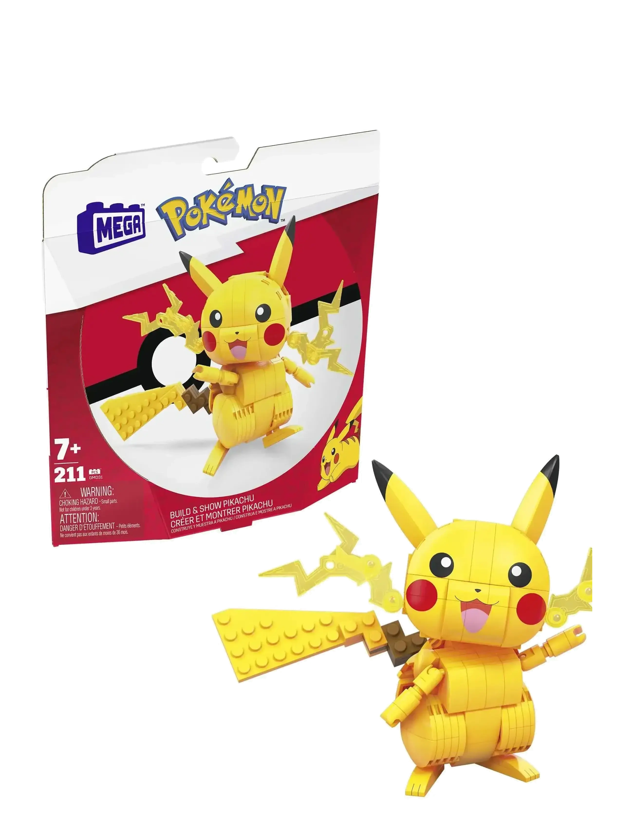 MEGA Pokémon Building Toy Kit Pikachu (211 Pieces) With 1 Action Figure For Kinder Patterned - One Size - Kinder