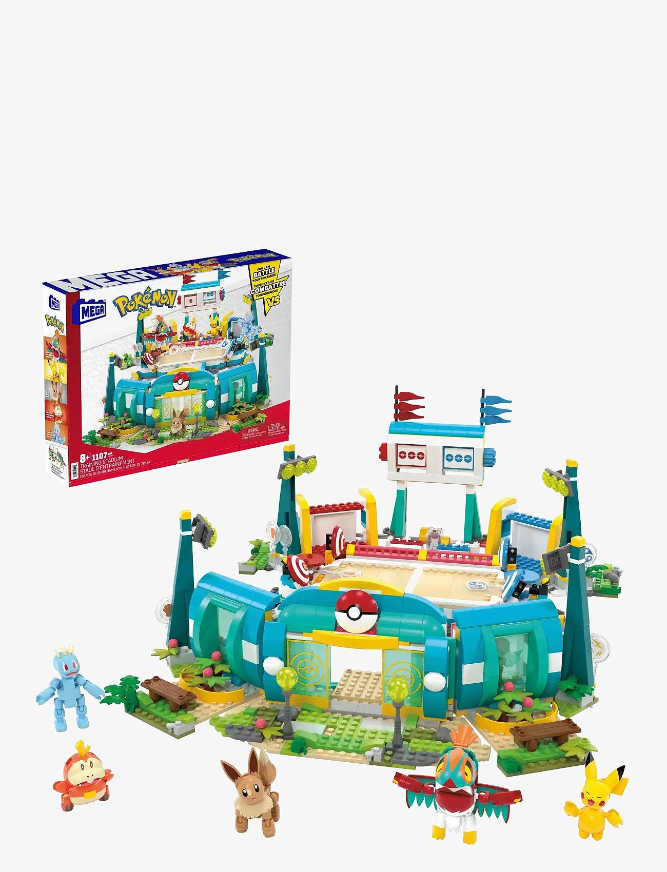 Mega - Pokémon Traning Stadium Building Toy Kit, with 5 Action Figures (1101 Pieces) for Kids - legesæt - multi color - 1
