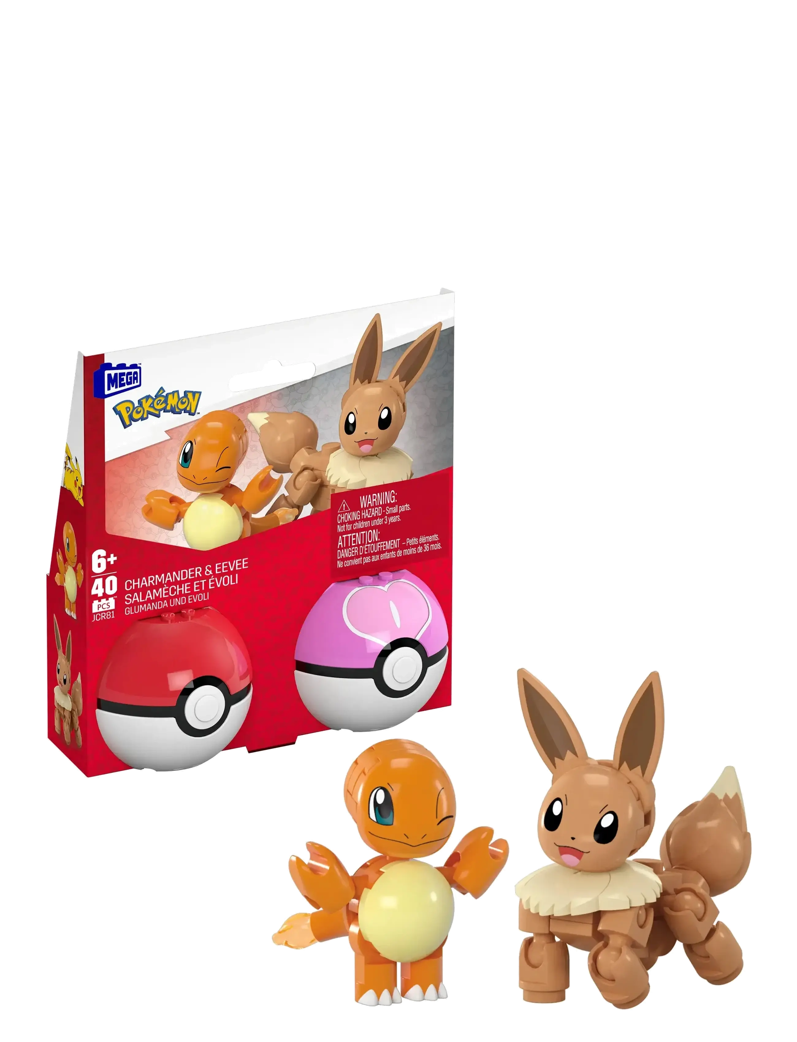 MEGA Pokémon Poké Ball 2-Pack Building Toy Kits With 2 Action Figures (40 Pieces) For Kinder Patterned - One Size - Kinder