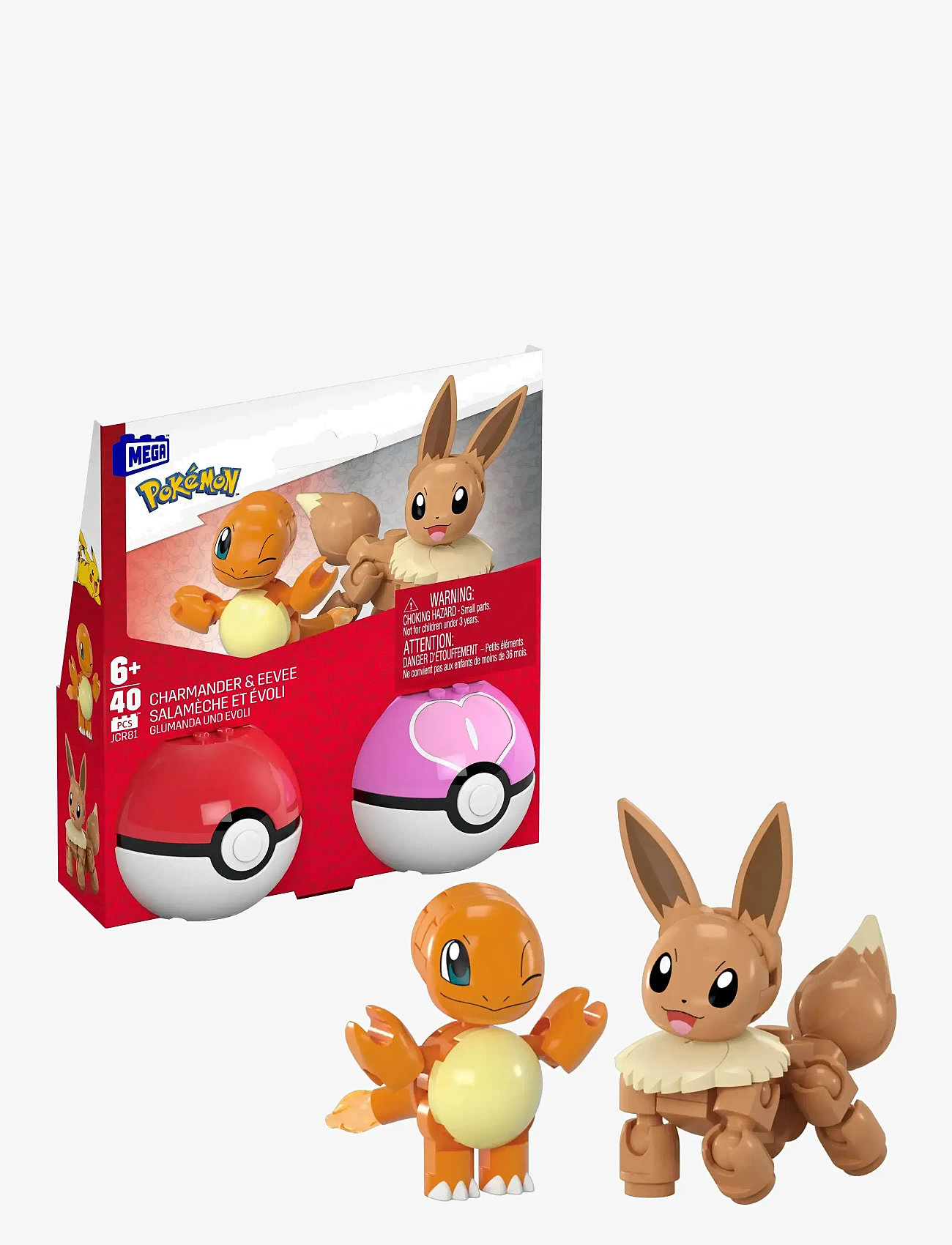Mega - Pokémon Poké Ball 2-Pack Building Toy Kits with 2 Action Figures (40 Pieces) for Kids - legesæt - multi color - 1