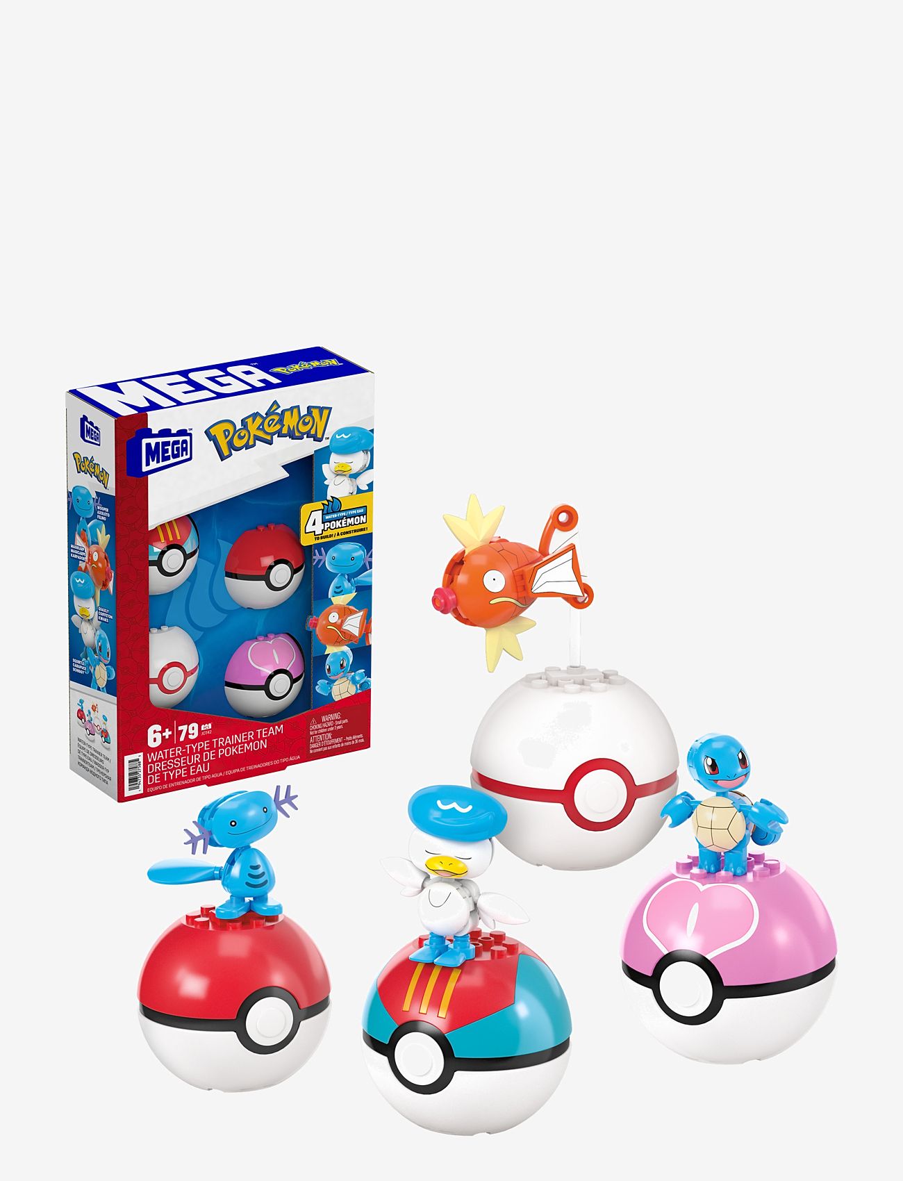 Mega - Pokémon Water-Type Trainer Team Building Toy Kits with 2 Action Figures (79 Pieces) for Kids - julklappar under 500kr - multi color - 0