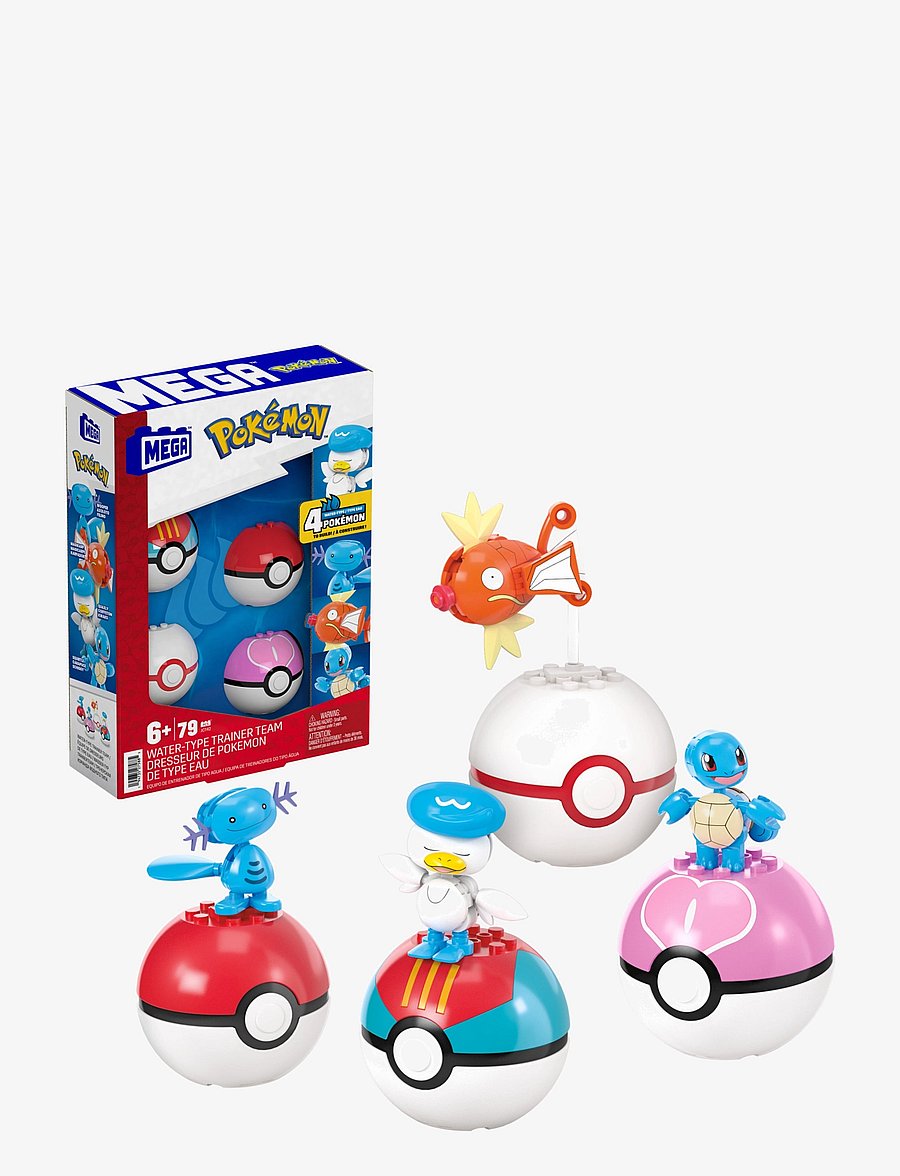 Mega - Pokémon Water-Type Trainer Team Building Toy Kits with 2 Action Figures (79 Pieces) for Kids - action-figuren - multi color - 0