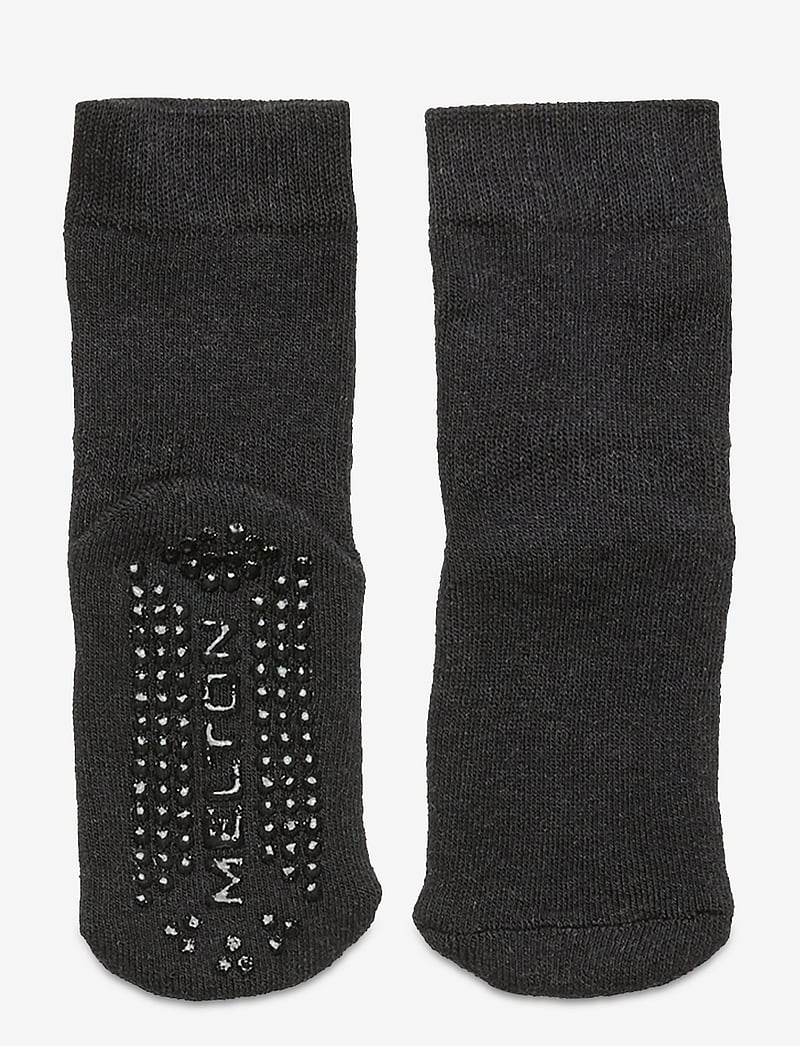 Melton - Cotton socks - Let's Go - skridsikre sokker - dark grey mel. - 0