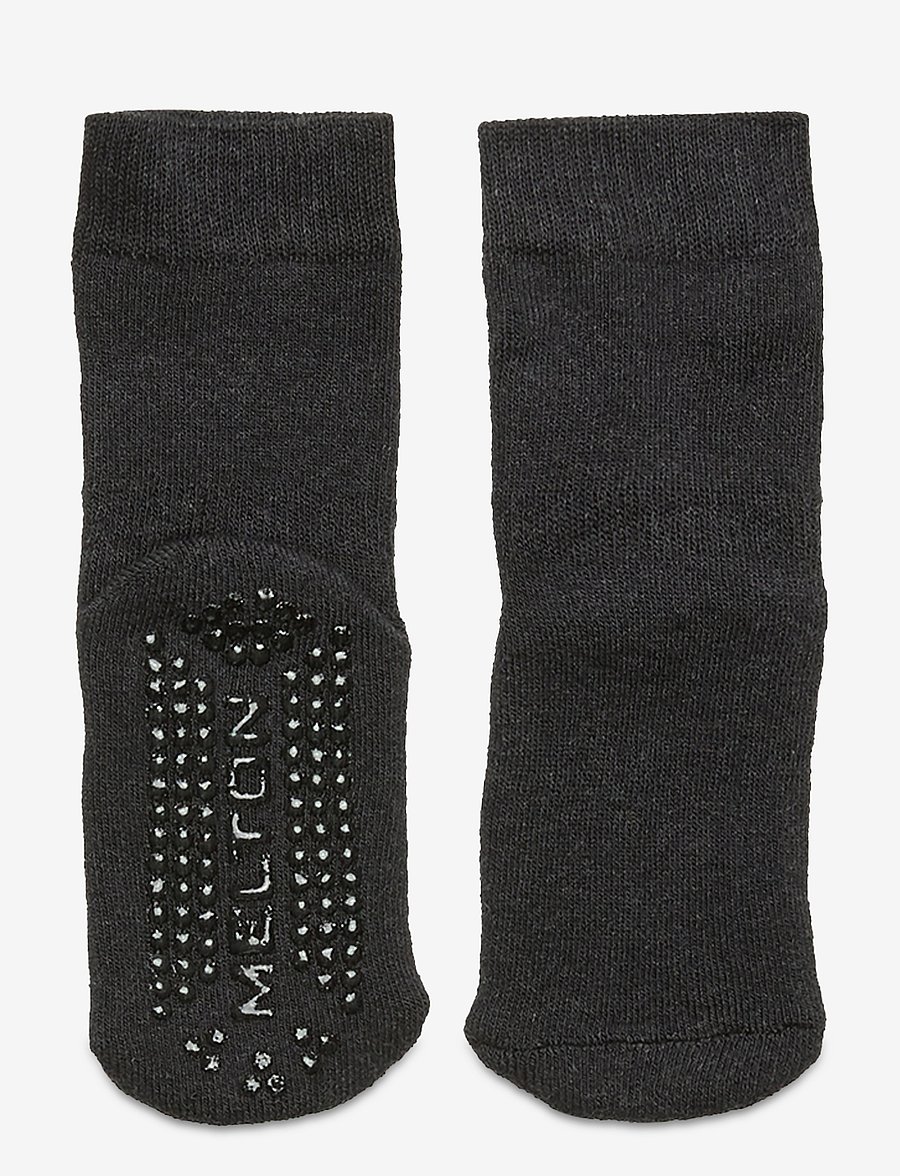 Melton - Cotton socks - Let's Go - skridsikre sokker - dark grey mel. - 0