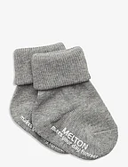 Cotton socks with anti-slip - LIGHT GREY MEL.