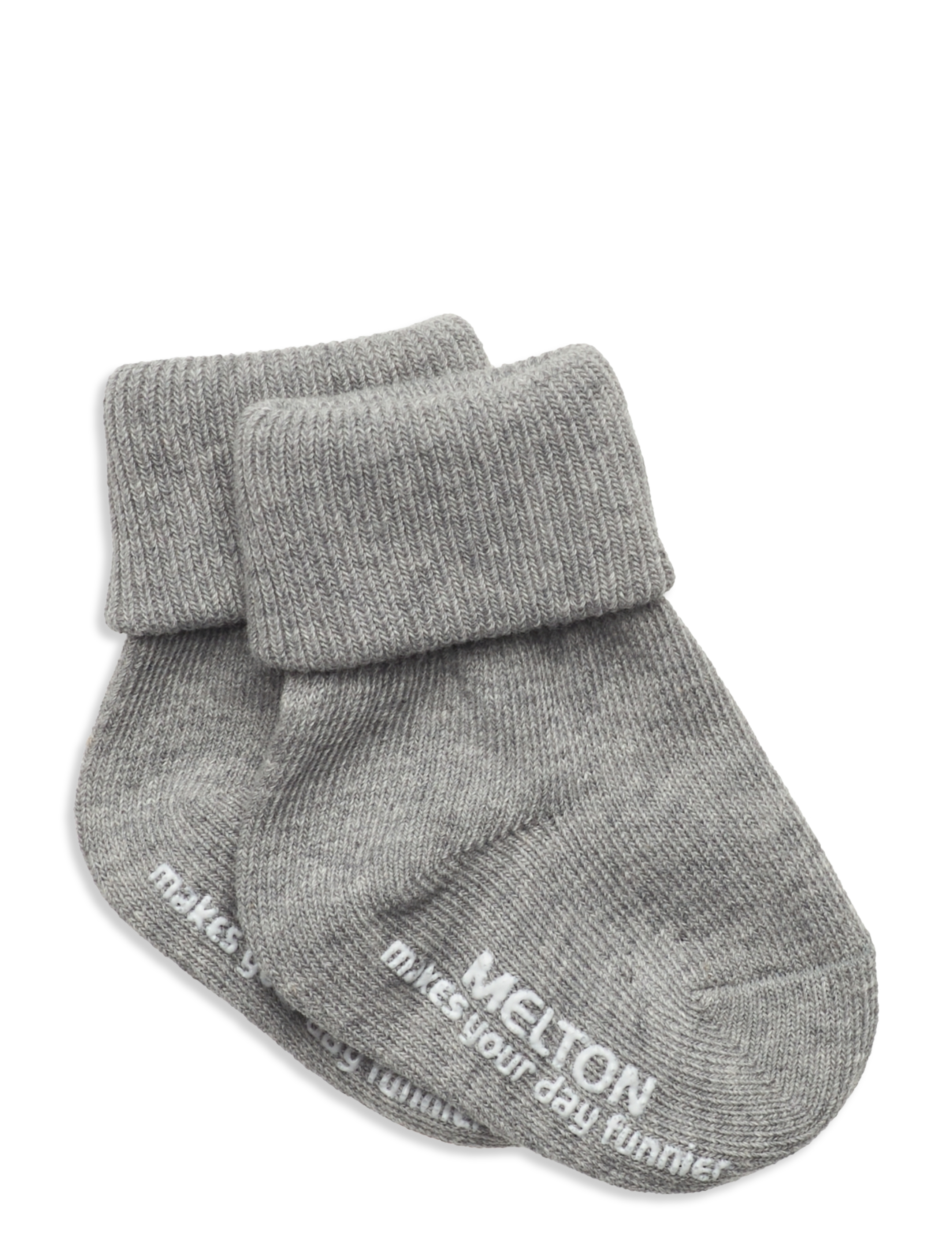 Melton Cotton socks - anti-slip - Kläder - LIGHT GREY MEL. / grey