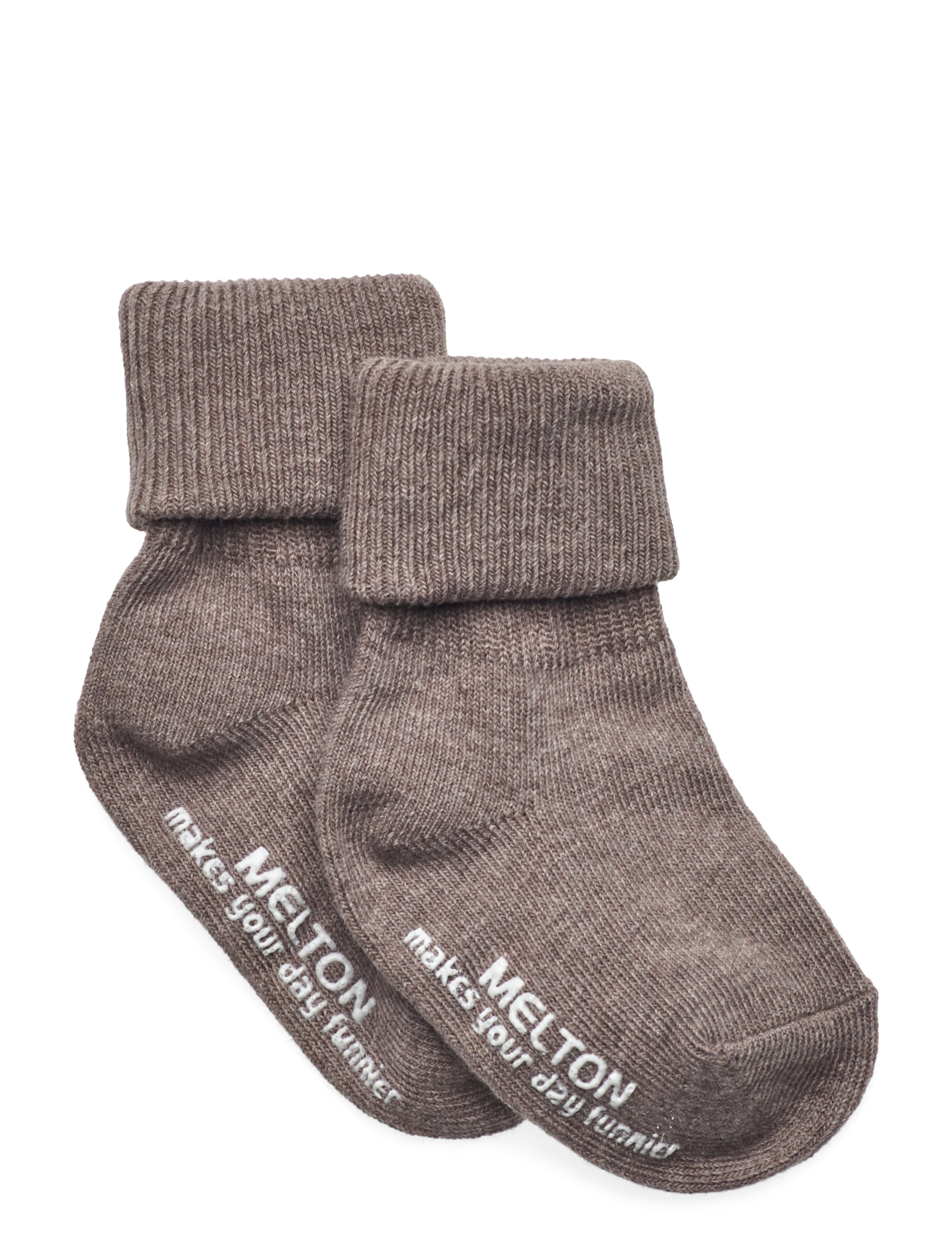 Melton Cotton Socks Anti-Slip, Børn, Anti-Skrid Strømper, Brun, Str: 15/16
