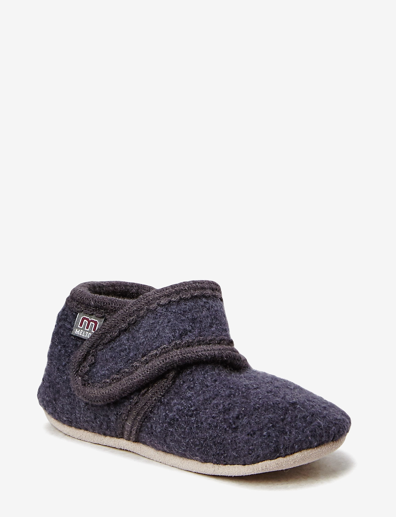 Melton Wool slippers with velcro - Sko - ANTRACITE / grey