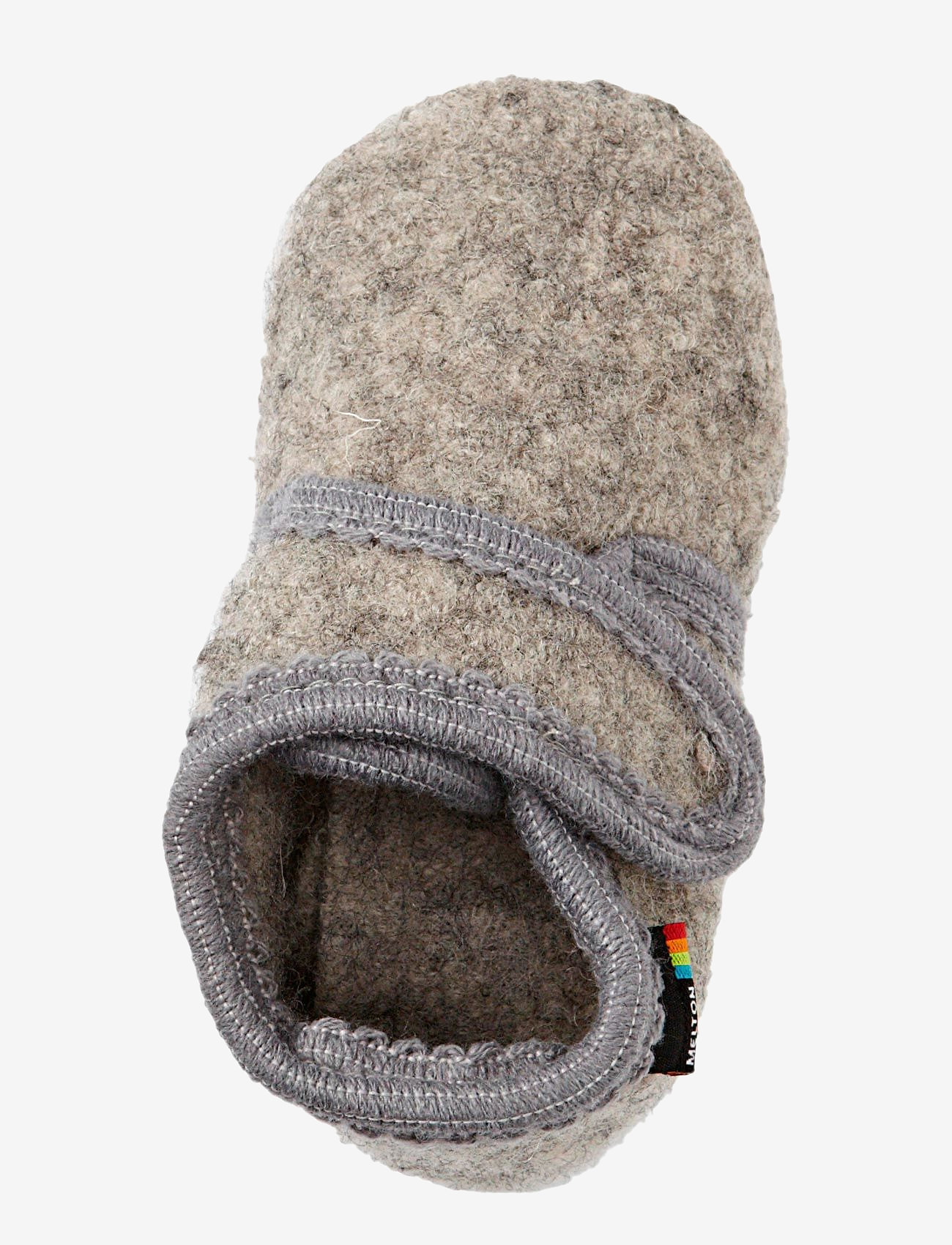 Melton - Wool slippers with velcro - light grey mel. - 3