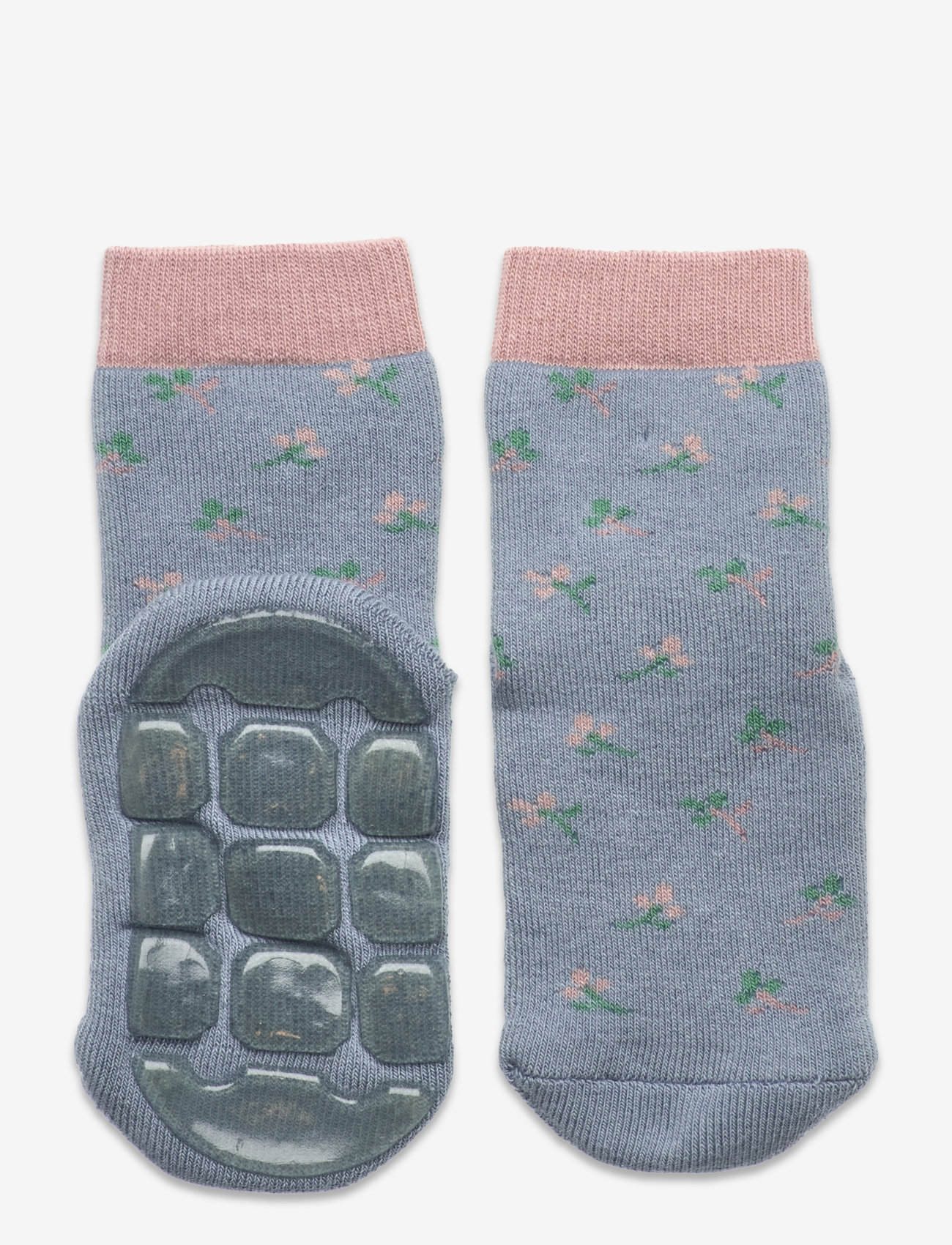 Melton - Flower dot  with anti-slip - faded denim - 0