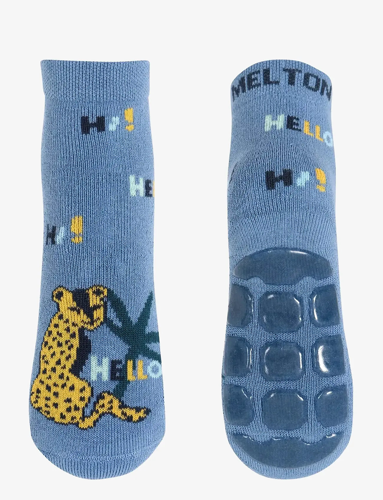 Melton - Leopard socks - anti-slip - non-slip socks - denim blue - 0