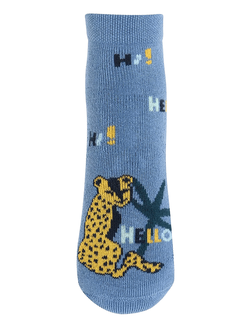 Melton - Leopard socks - anti-slip - non-slip socks - denim blue - 1