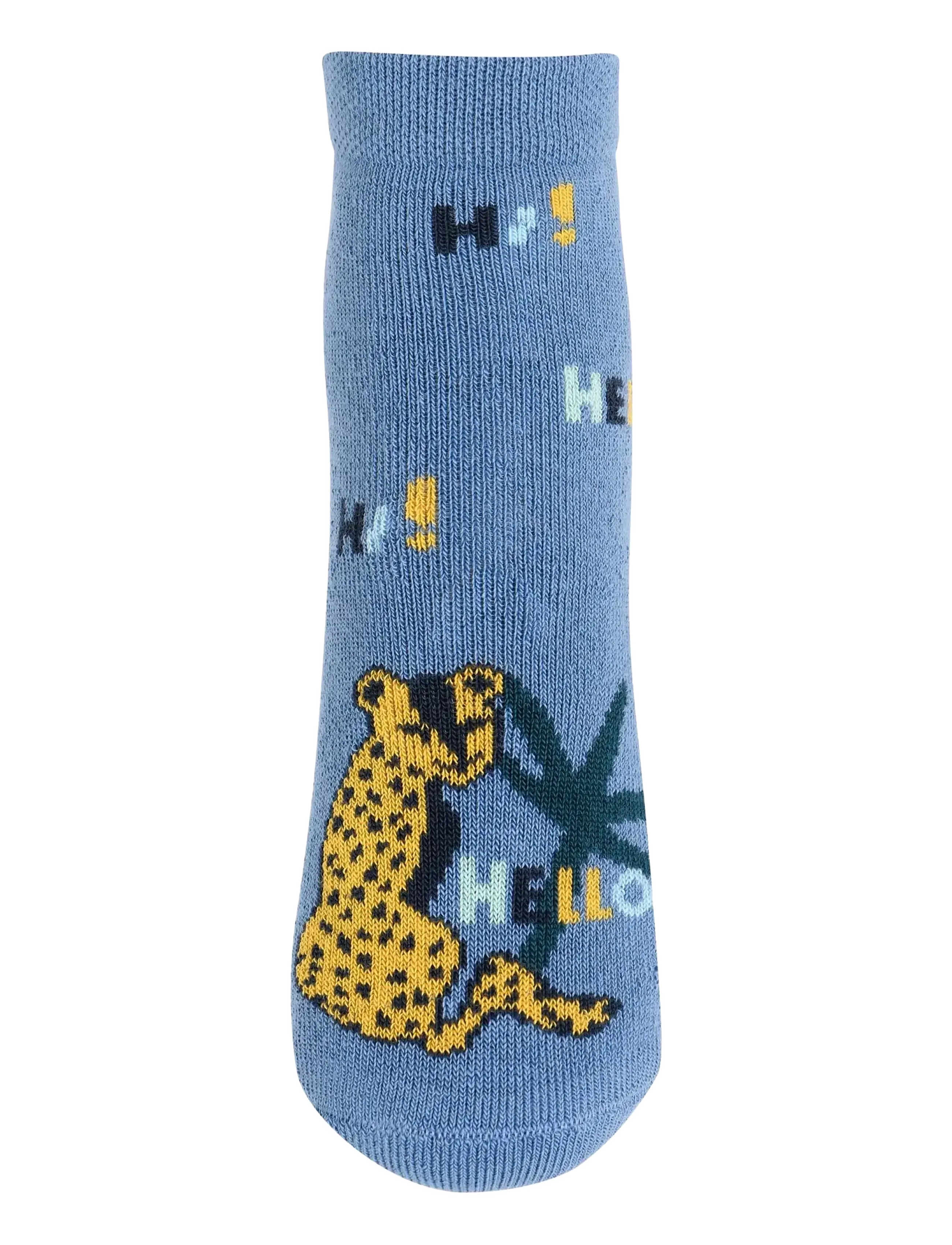 Melton - Leopard socks - anti-slip - laagste prijzen - denim blue - 1