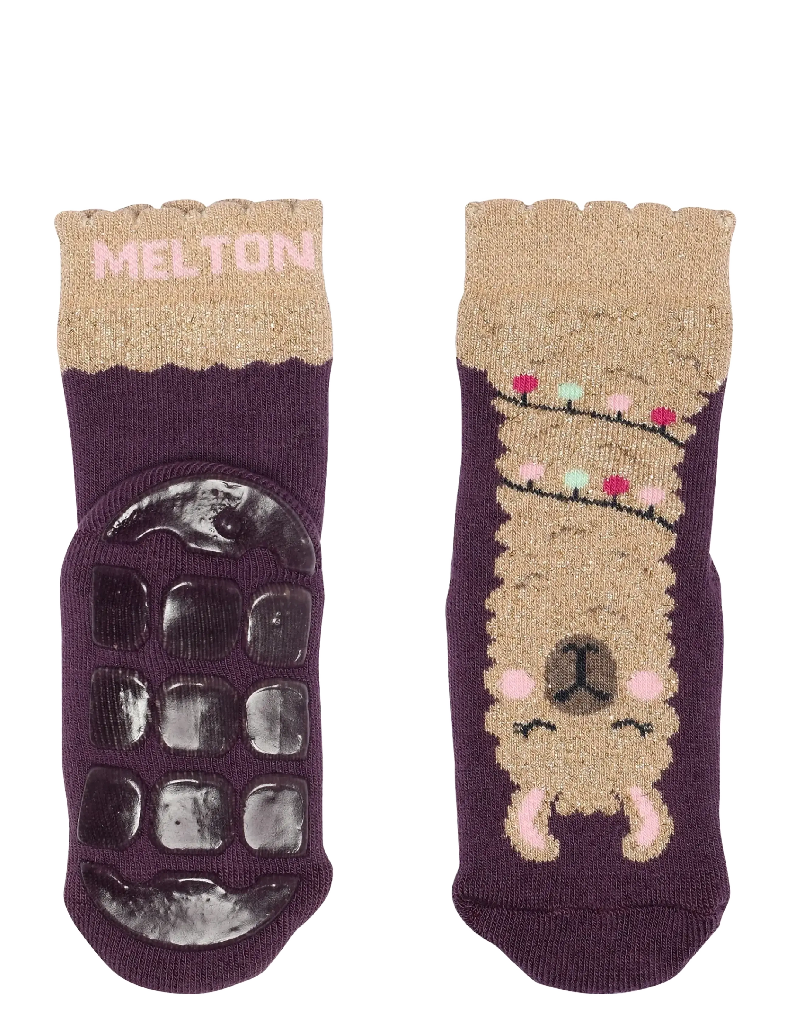 Melton Llama socks - anti-slip - Campaign - HORTENSIA / burgundy
