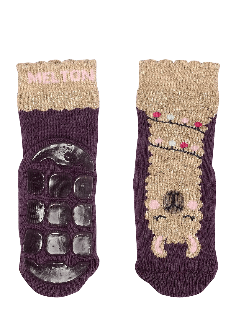 Melton - Llama socks - anti-slip - skridsikre sokker - hortensia - 0