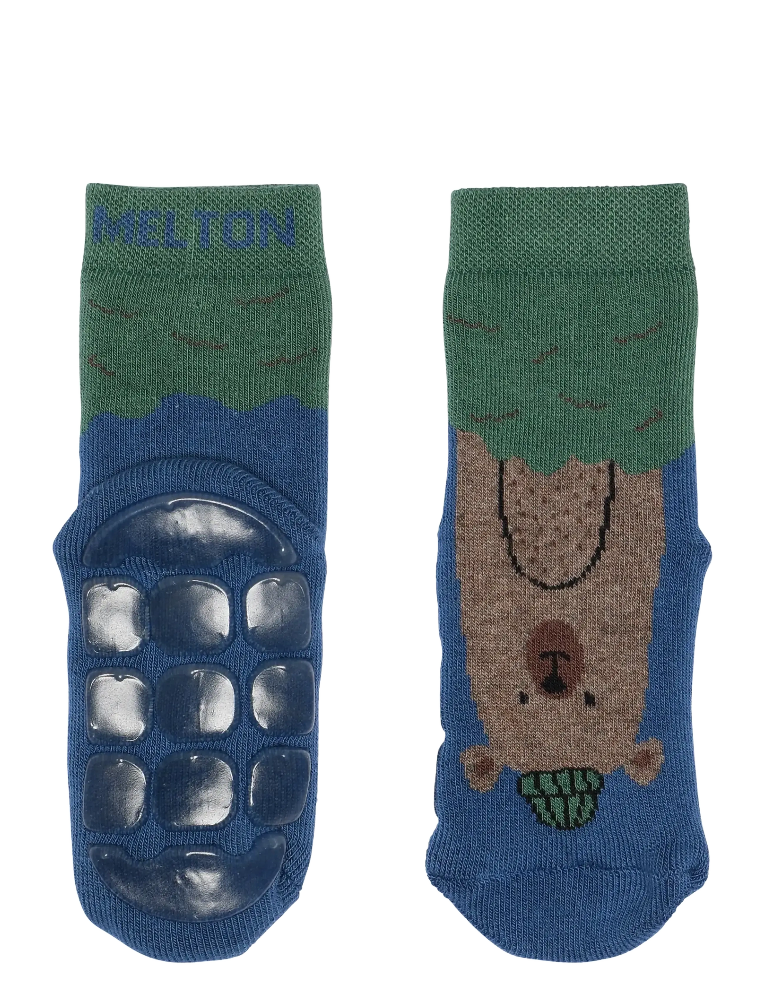 Melton Bear Socks Anti-Slip, 23/26, Socken & Strumpfhosen, Blau - Non-slip Socks, Kinder