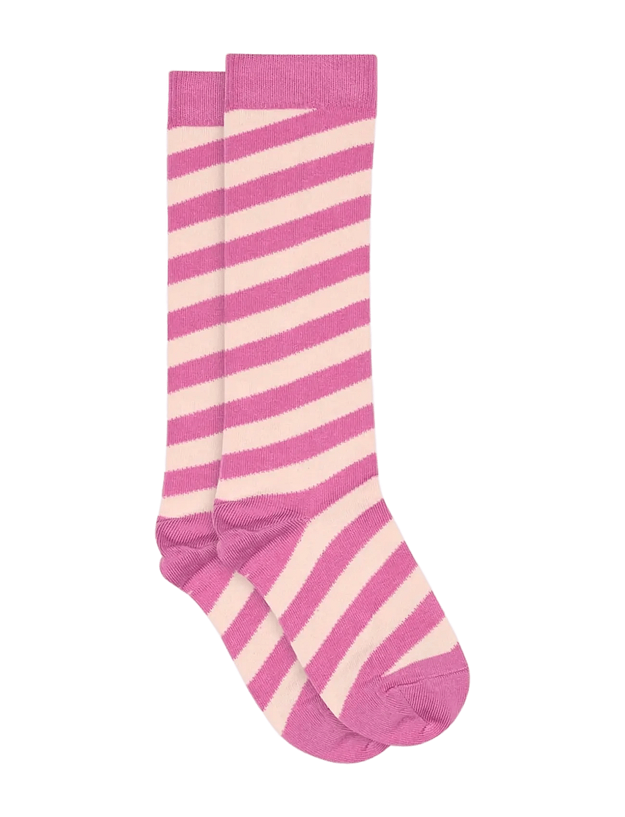 Melton - Candy stripe knee socks - sokid - rosebud - 0