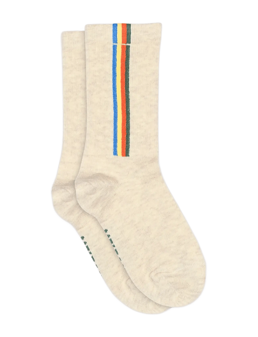 Melton - Vertical stripes socks - sokid - light beige melange - 0