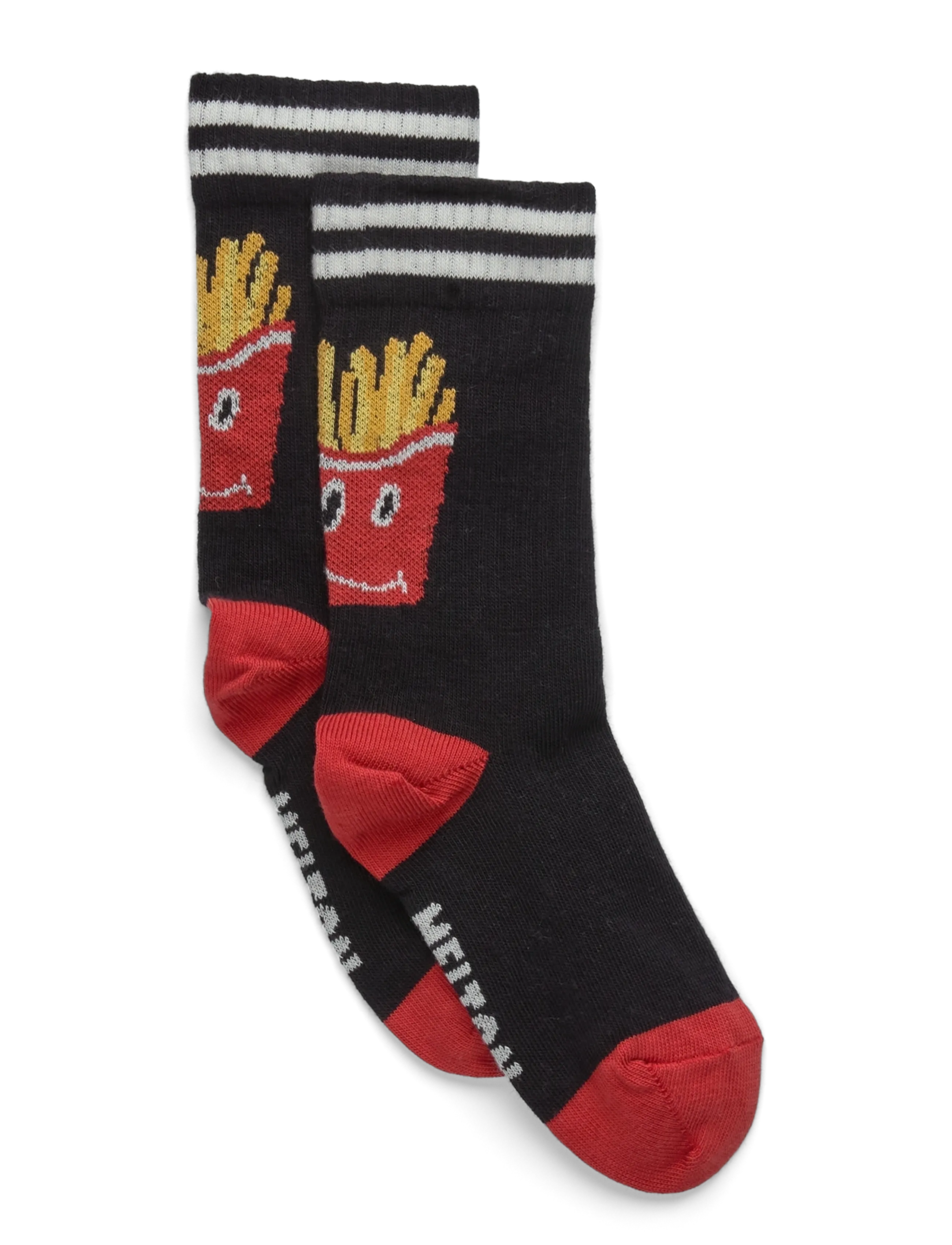 Melton French Fries Socks, Kinder, Pommes Frites Socken, Schwarz, Gr.31/34
