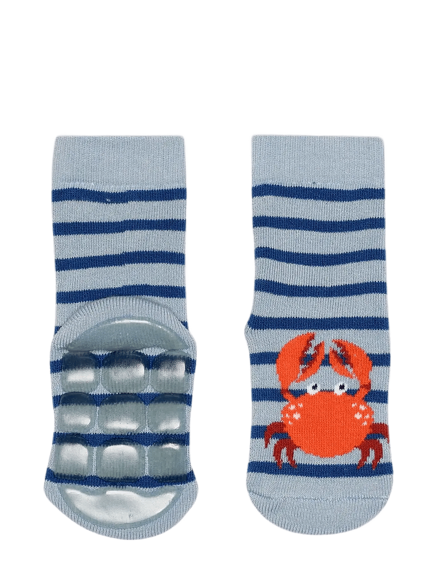 Melton - Crabbie socks - anti-slip - vauvan sukat - faded demin - 0