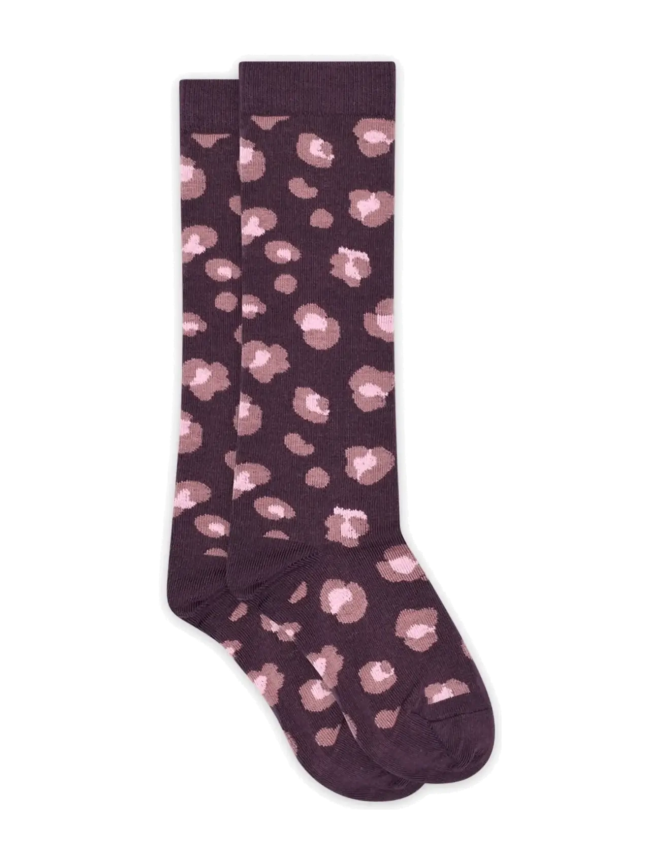 Melton Leopard knee socks - Strumpor - DARK PURPLE / purple