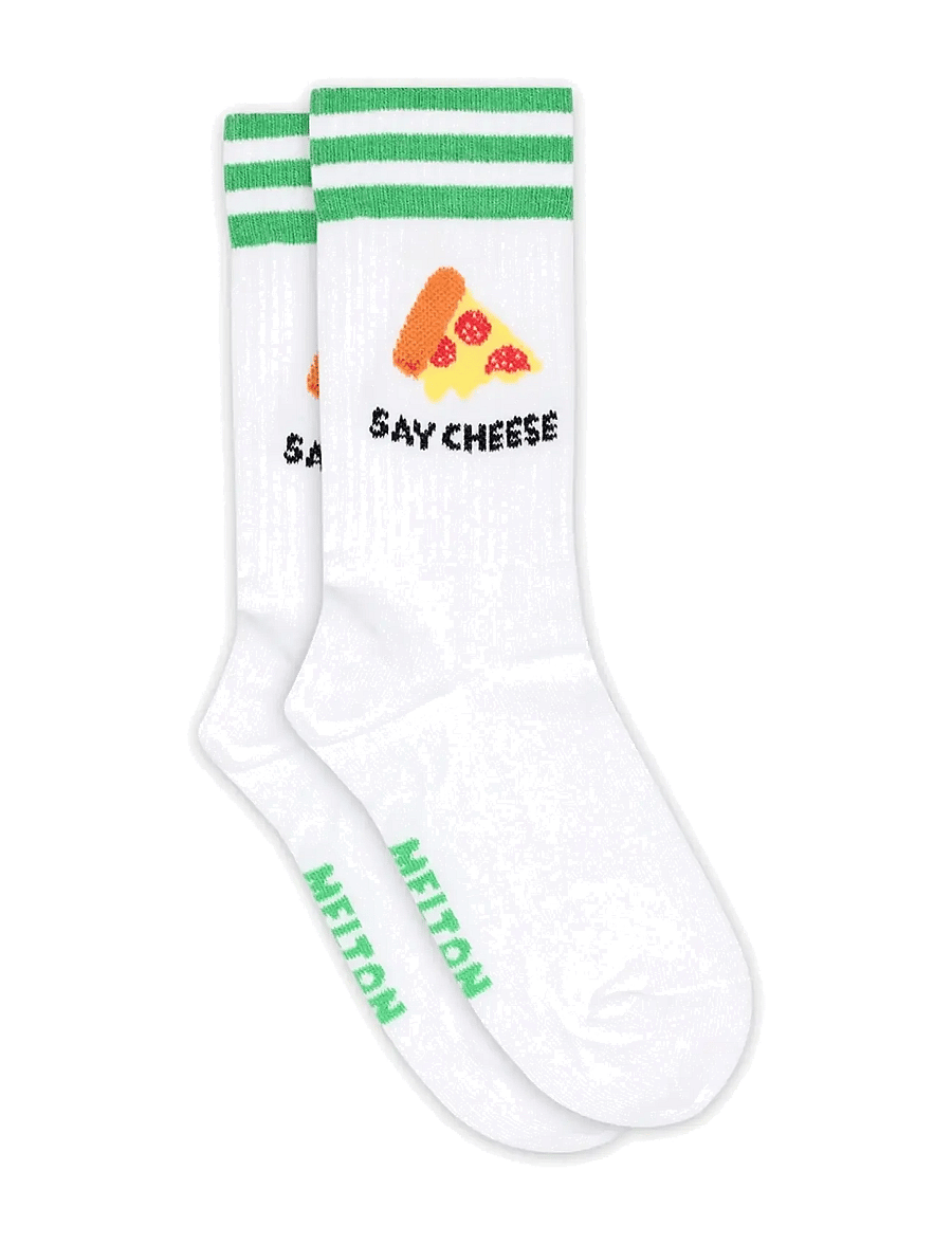Melton - Pizza socks - white - 0