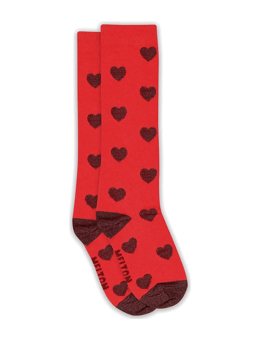 Melton - Hearts knee socks - poinsettia - 0