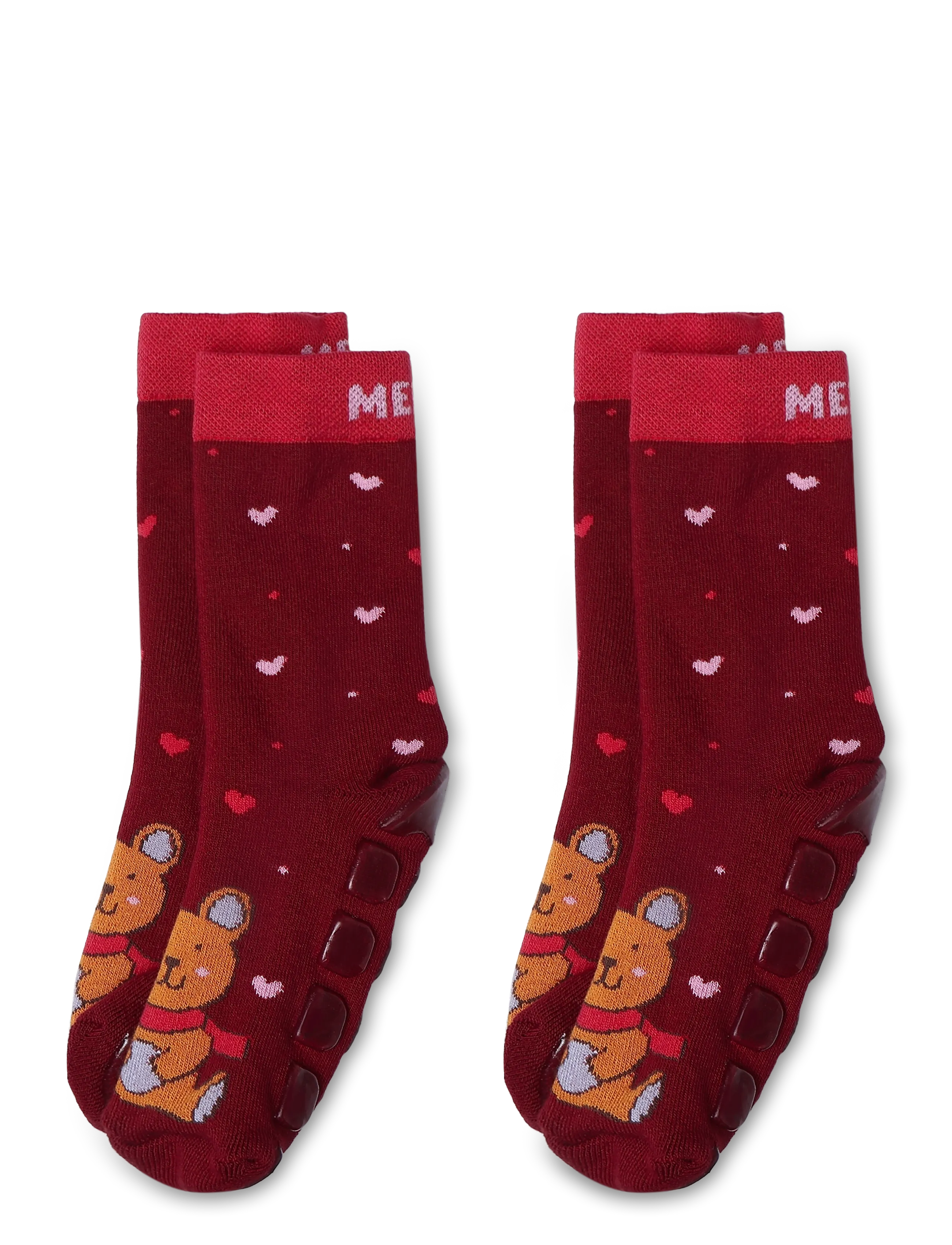 Melton Teddy socks - anti-slip - Halksockor - SUNDRIED TOMATO / burgundy