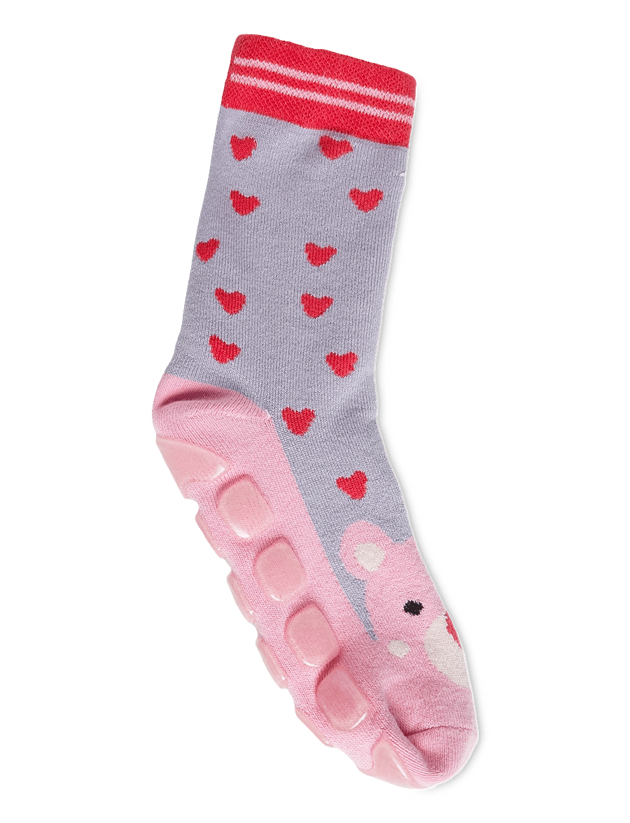 Melton - Pink bear socks - anti-slip - bebisstrumpor - daybreak - 1