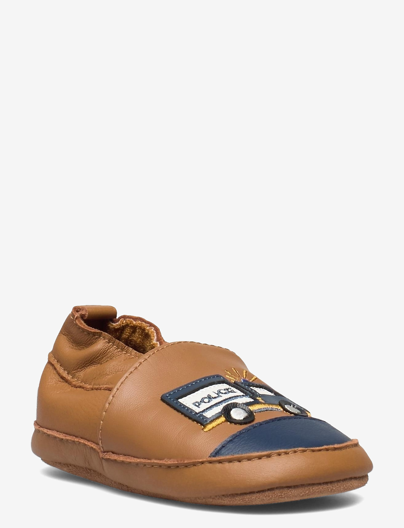 Melton - Leather slippers Police truck - brown - 0