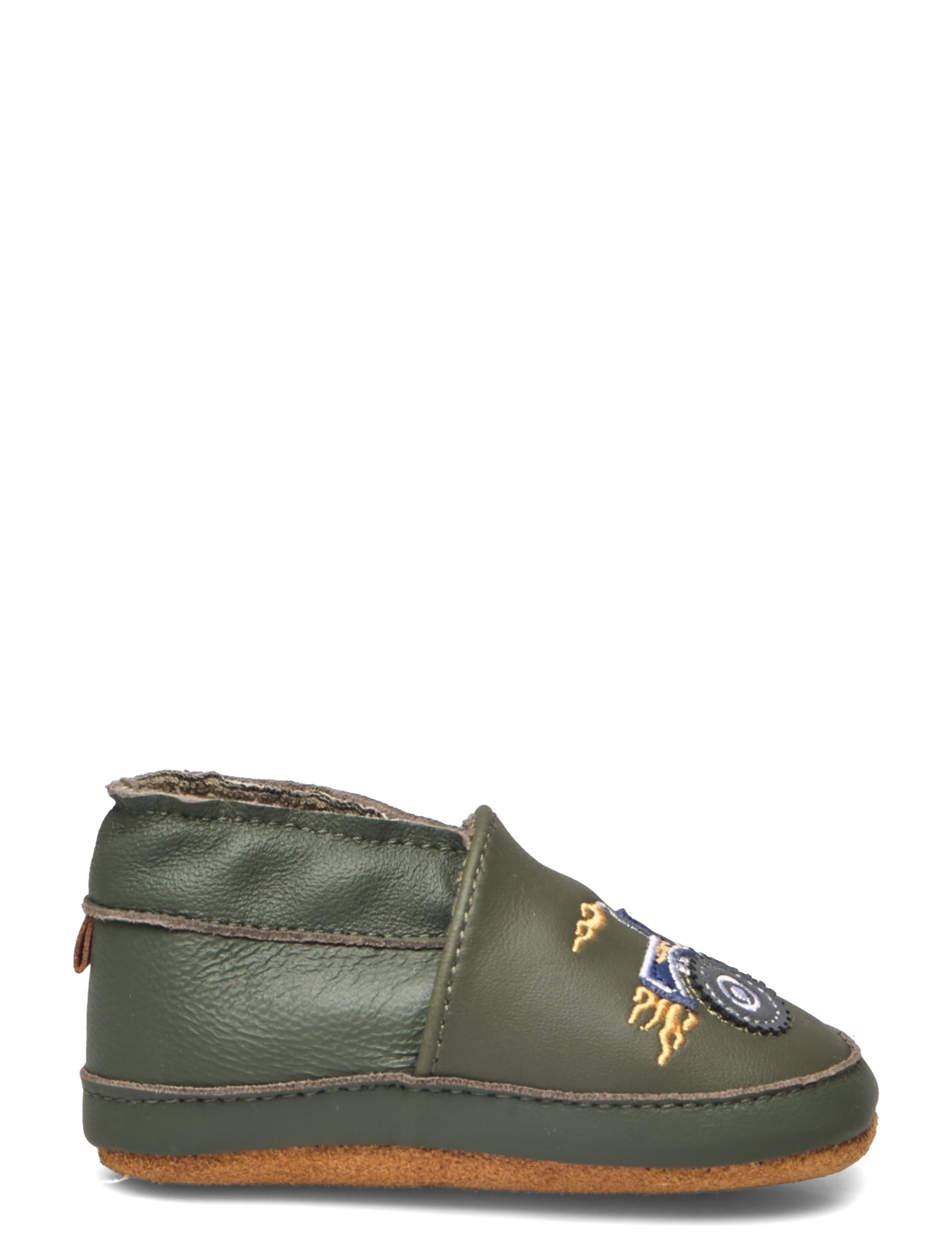 Melton - Leather slippers w. monstertru - dark olive - 1