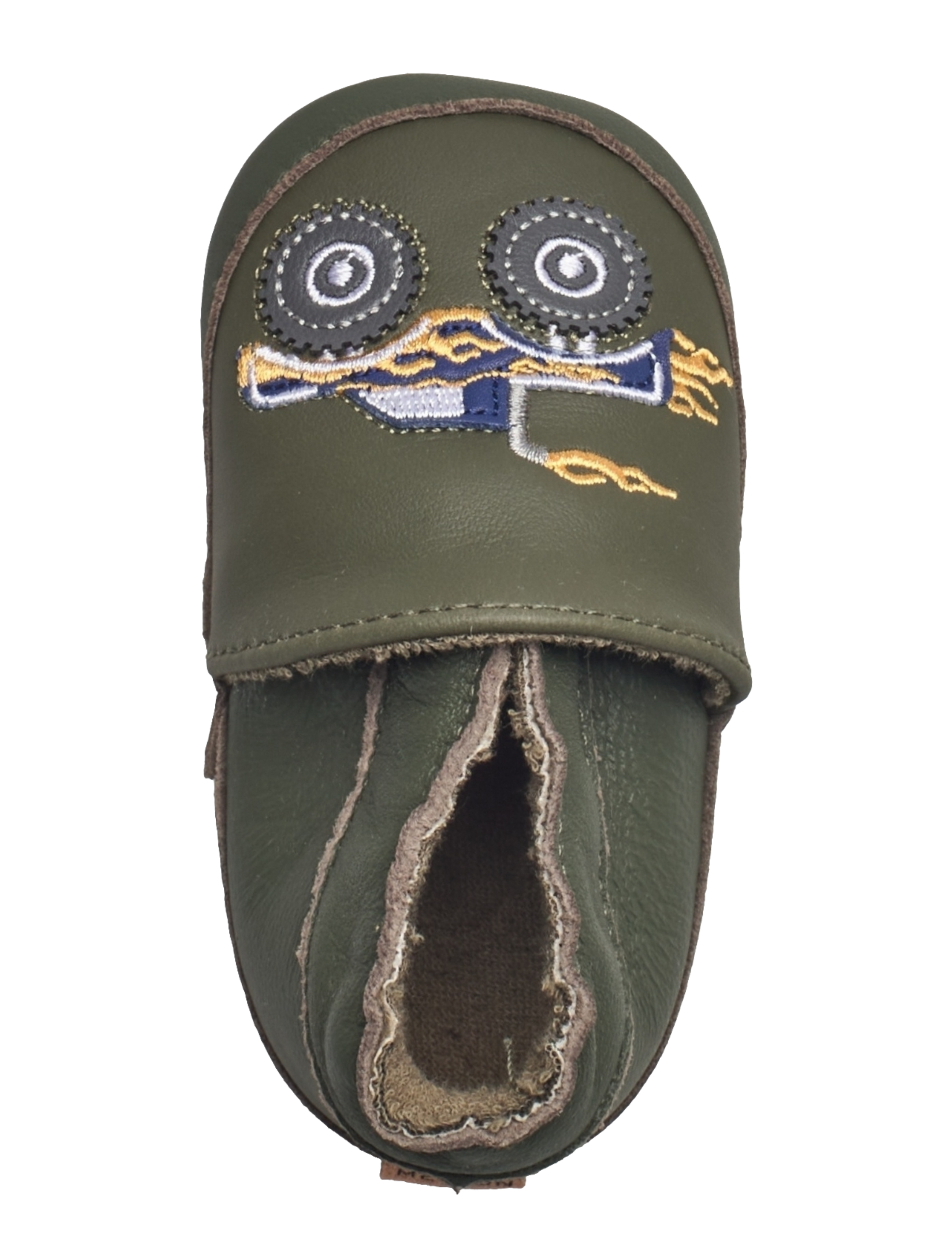 Melton - Leather slippers w. monstertru - dark olive - 3