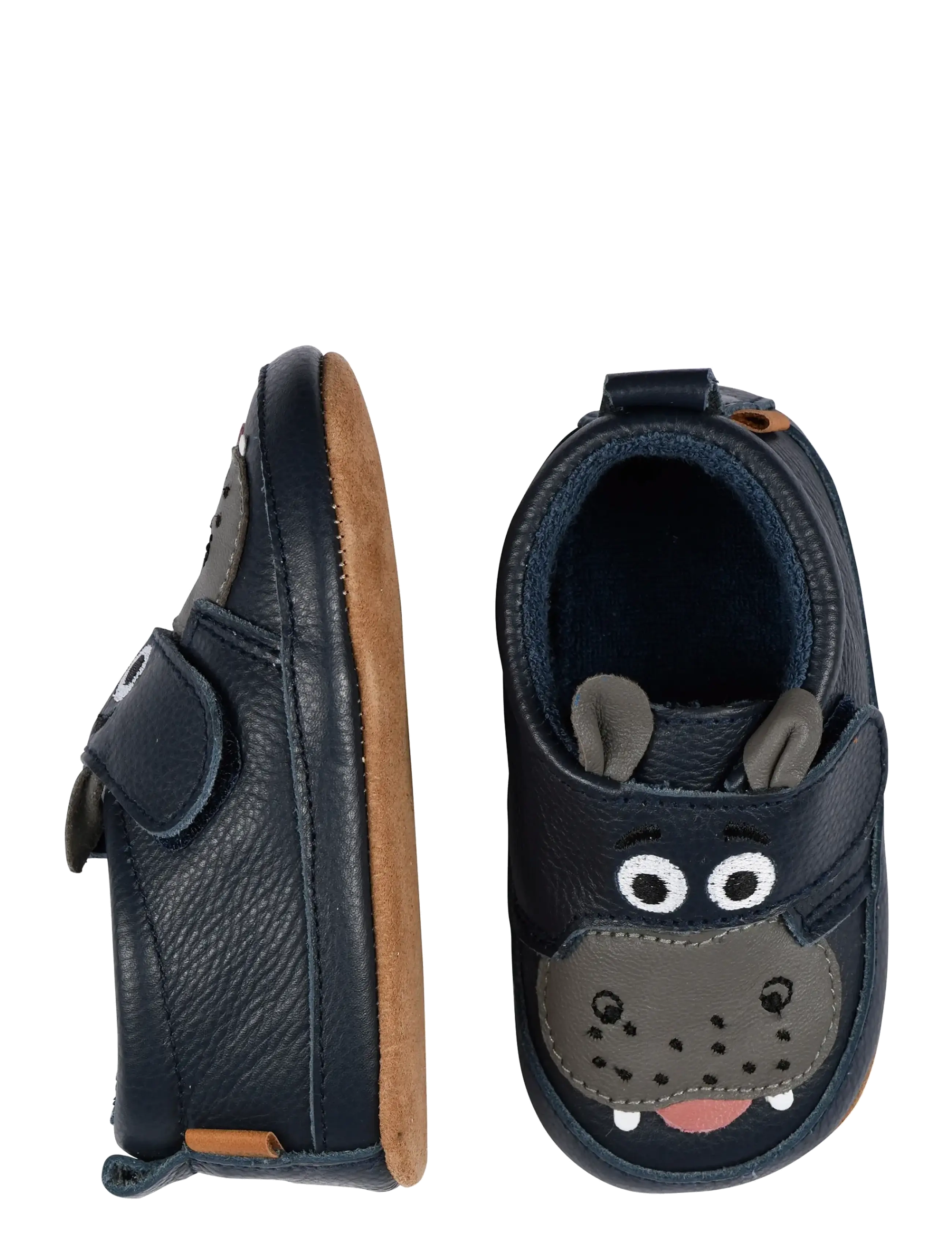Melton Hippo Leather Slippers, Børn, Flodhest Sutsko, Navy, Str: 16/19