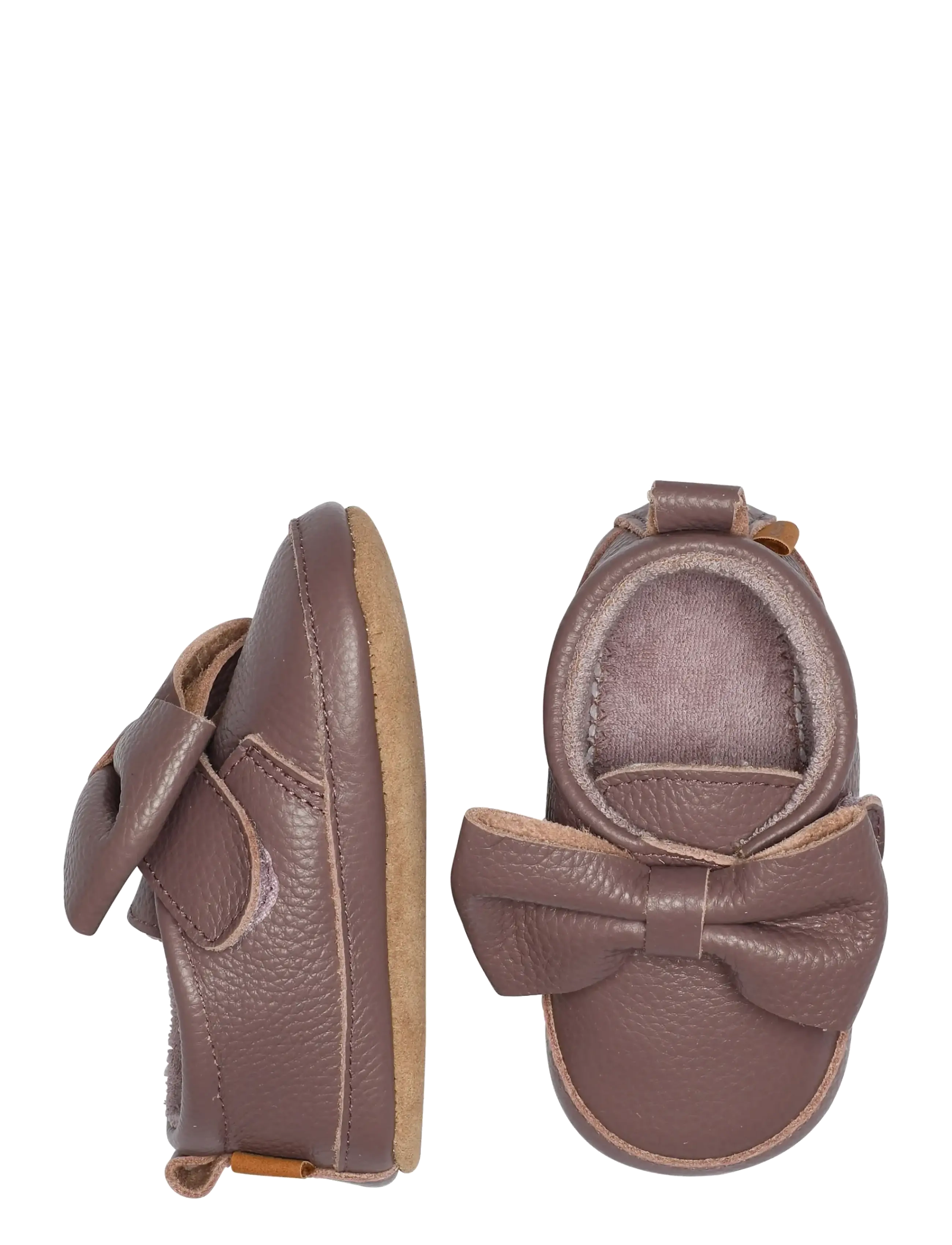 Bow leather slippers - ELDERBERRY