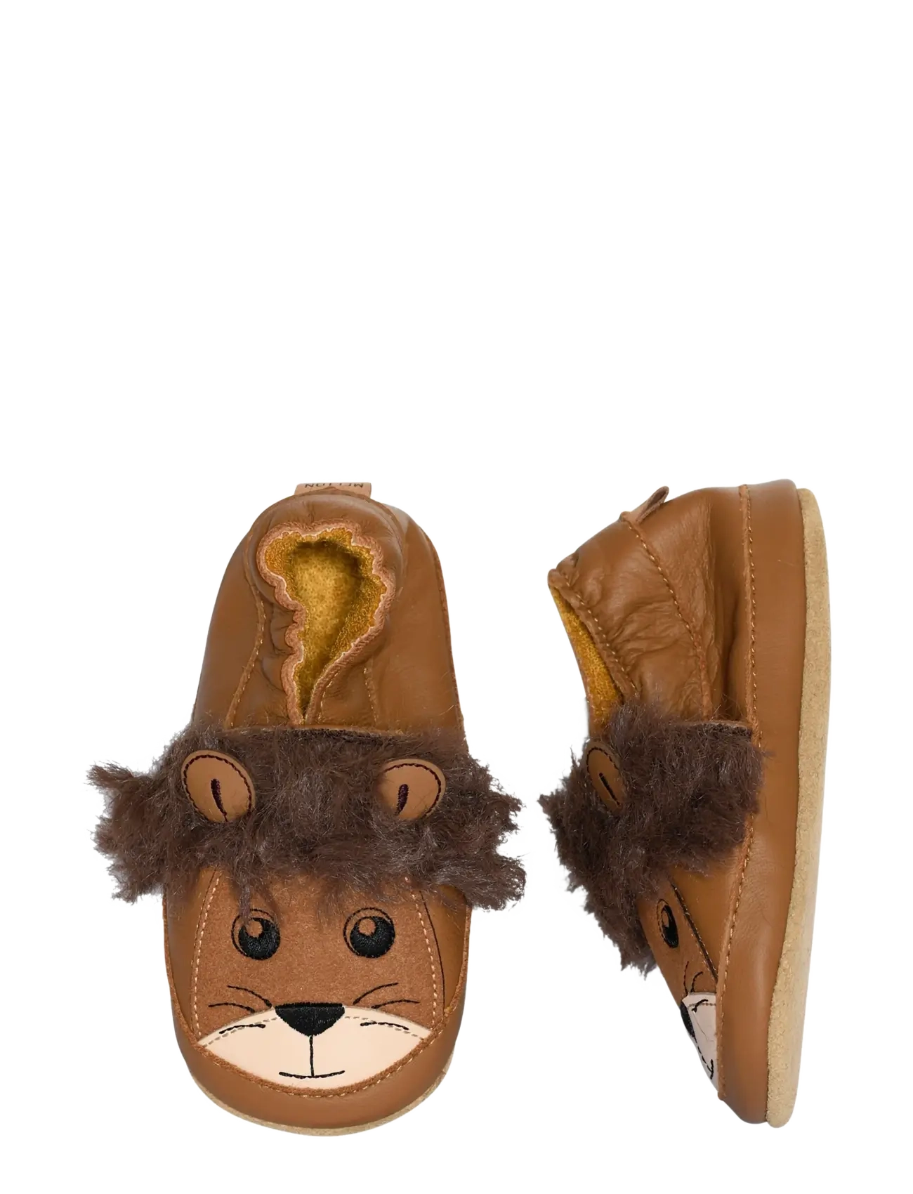 Melton Lion Leather Slippers, Børn, Løvetøfler, Brun, Str: 23/24