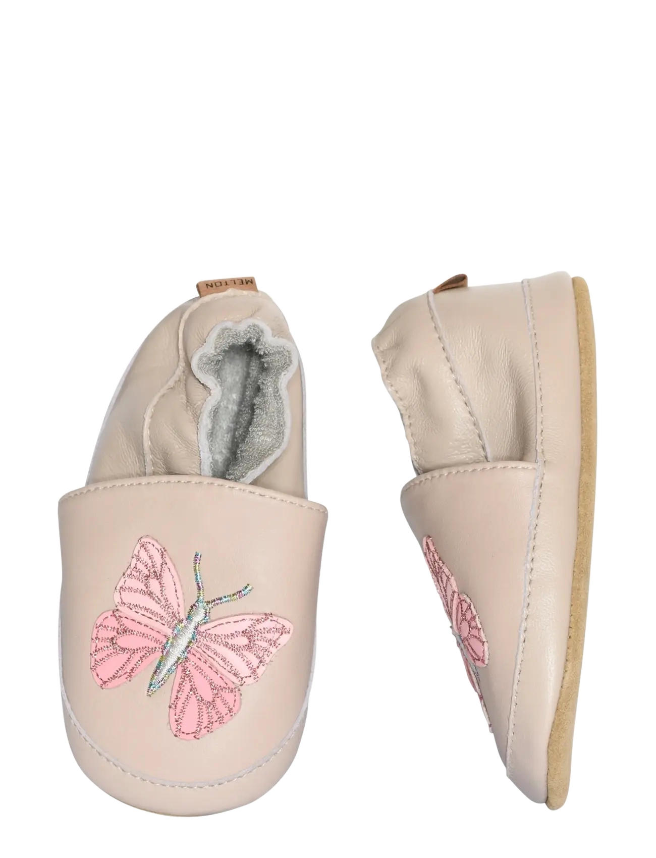 Melton Papillon Leather Slippers, Børn, Sommerfugle Babysutsko, Pink, Str: 24/25