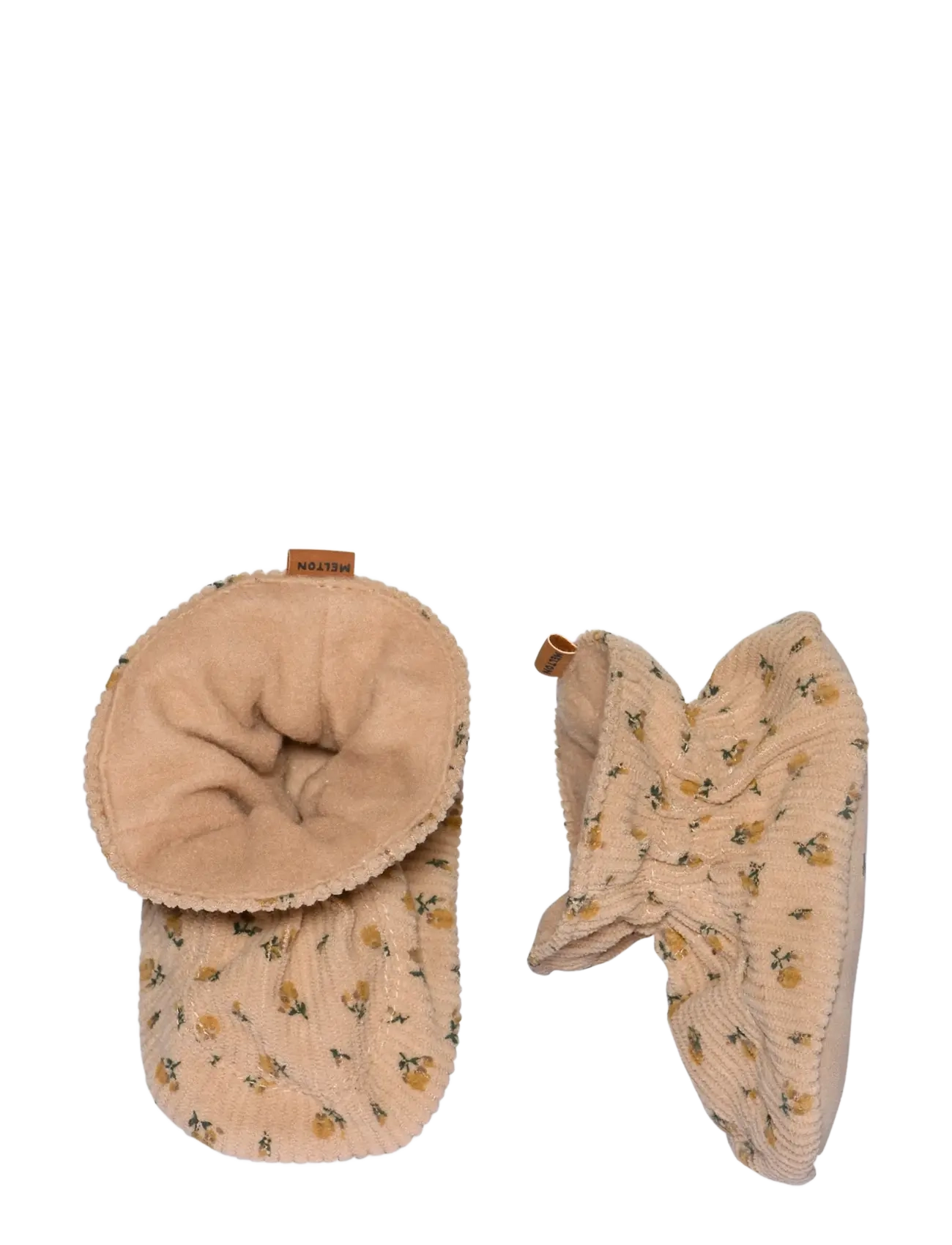 Melton Floral Textile Slippers, Børn, Blomstrede Baby Sutsko, Beige, Str: 16/17