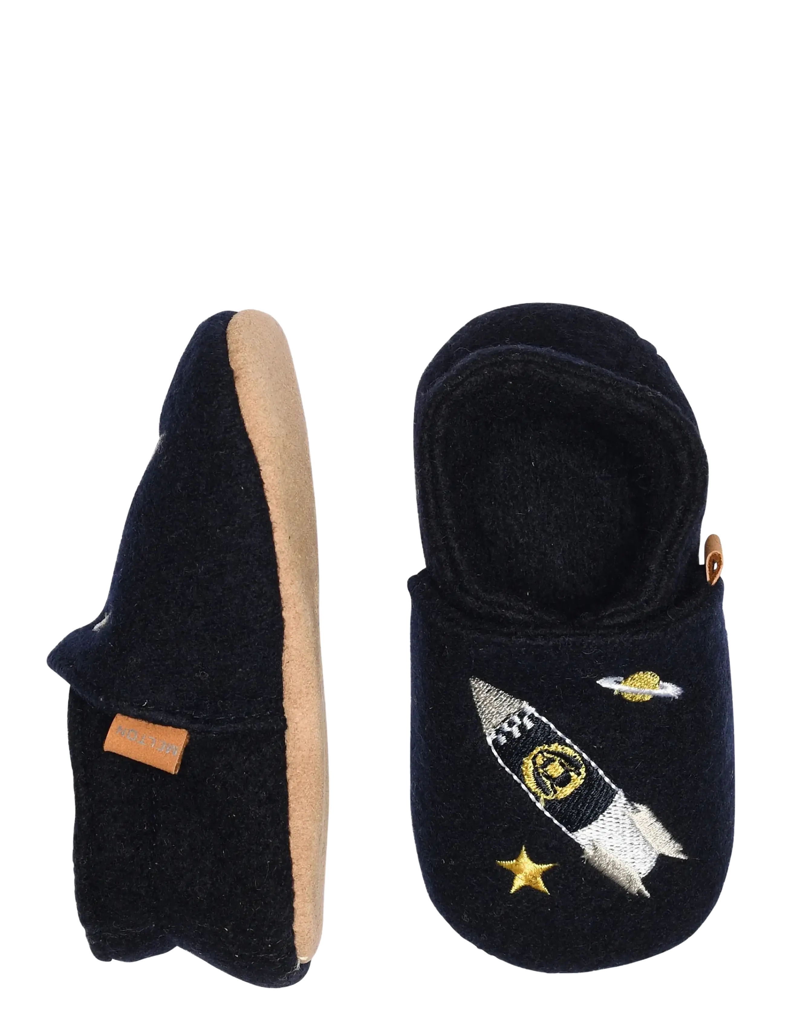 Melton Space Wool Slippers, Børn, Rumuld Tøfler, Navy, Str: 24/25