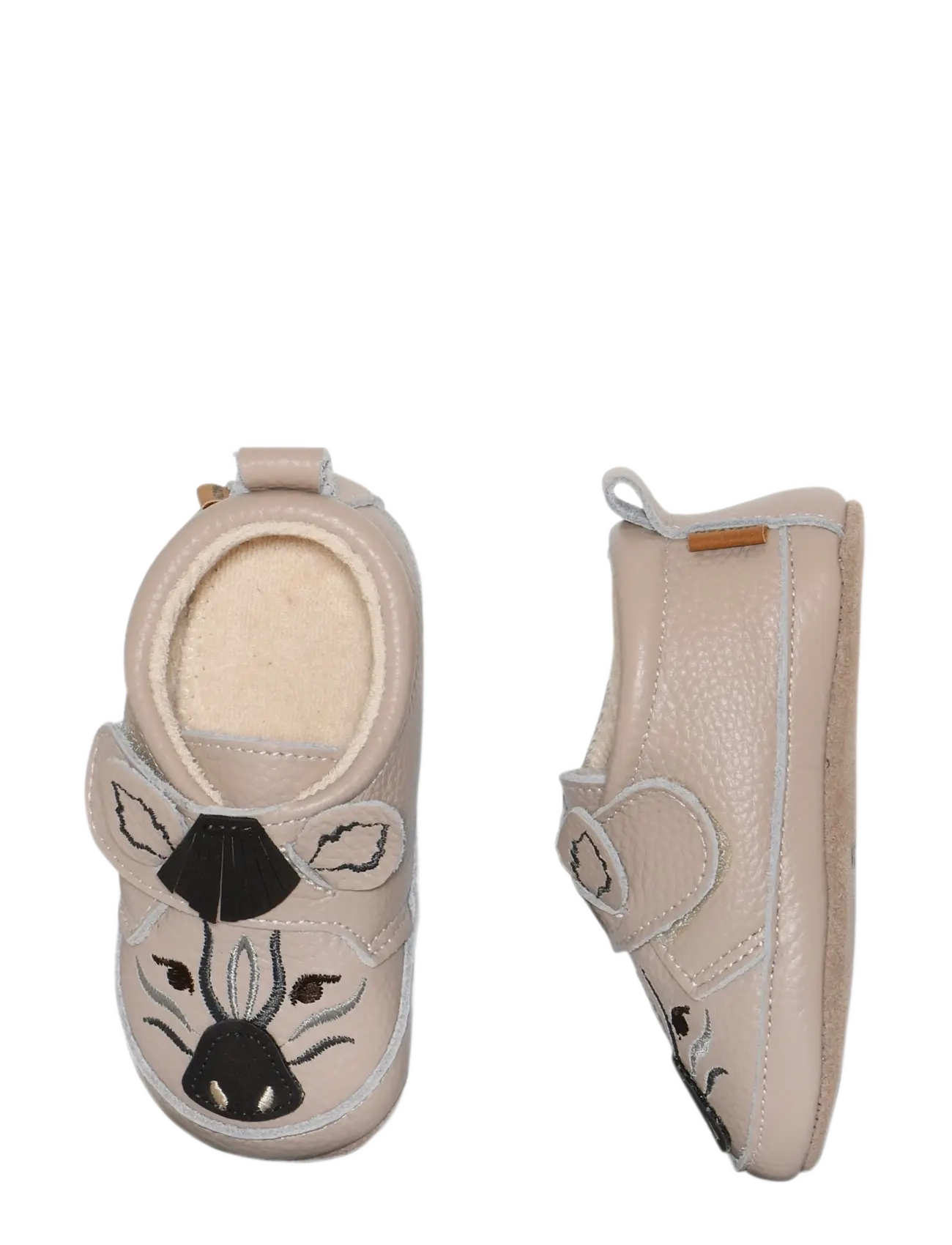 Melton Zebra Leather Slippers, Børn, Zebra Sutsko, Beige, Str: 16/19