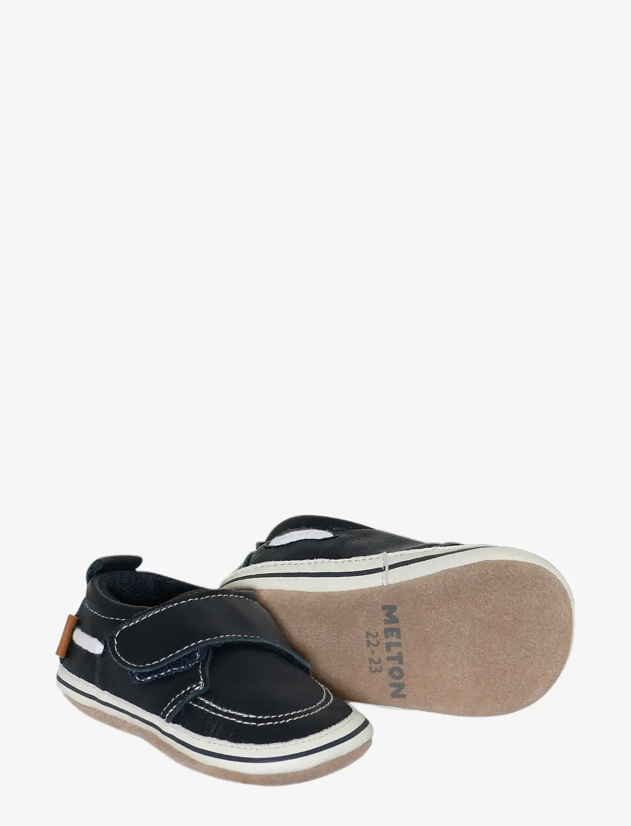 Melton - Sailor leather slippers - baby clothing - marine - 1