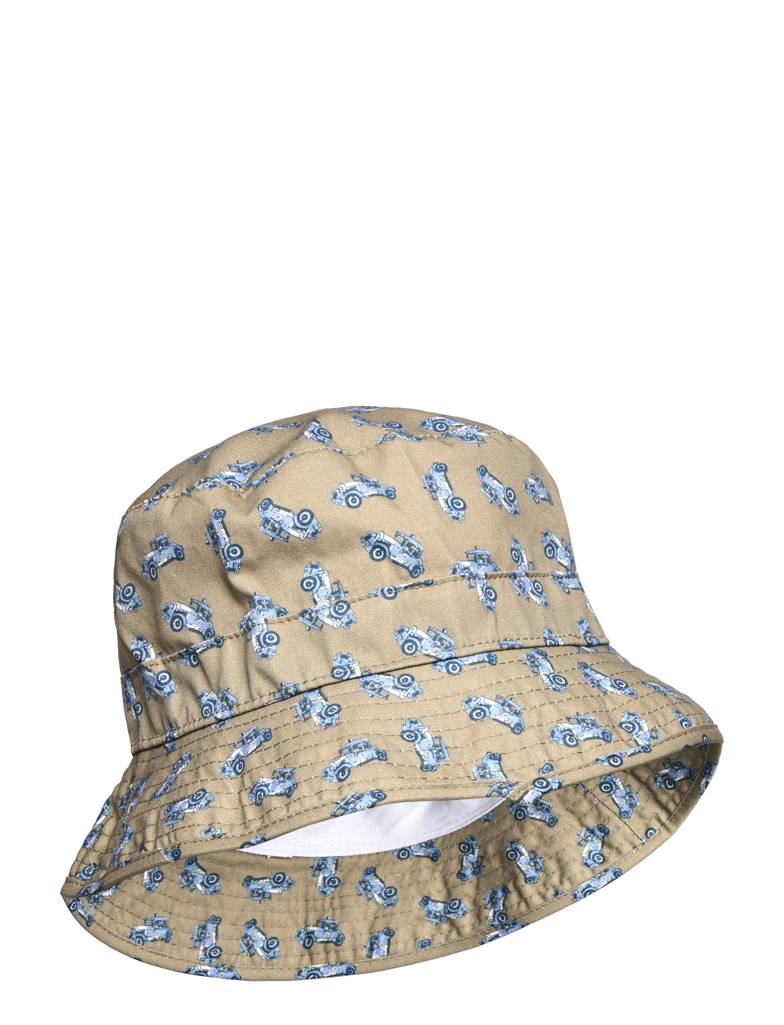 Melton Bucket Hat W/Print, 47, Hats, Beige - Kinder